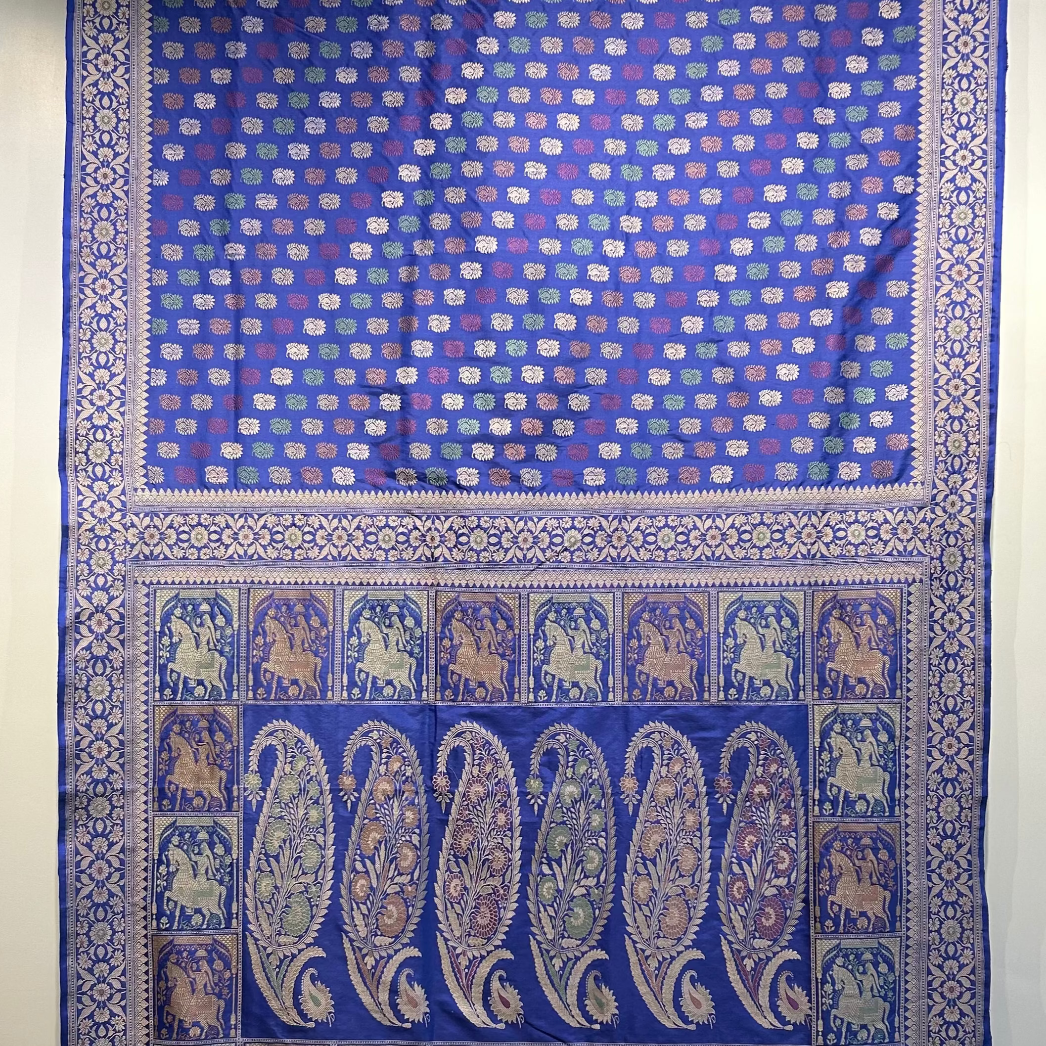 Electric Blue Shot Colour Revival Baluchari Saree