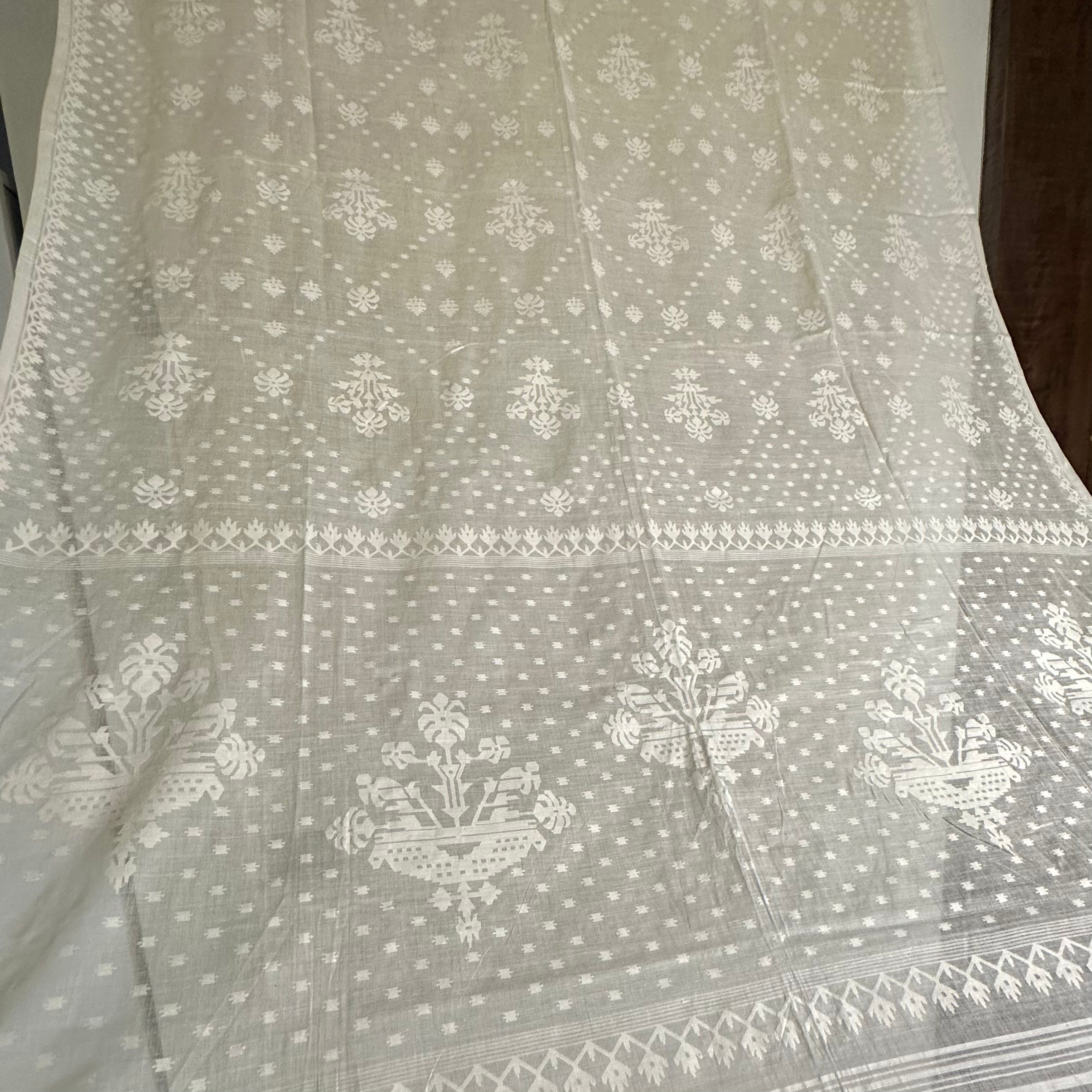 White Handspun 300 Count Masterpiece white on white Dhakai Jamdani