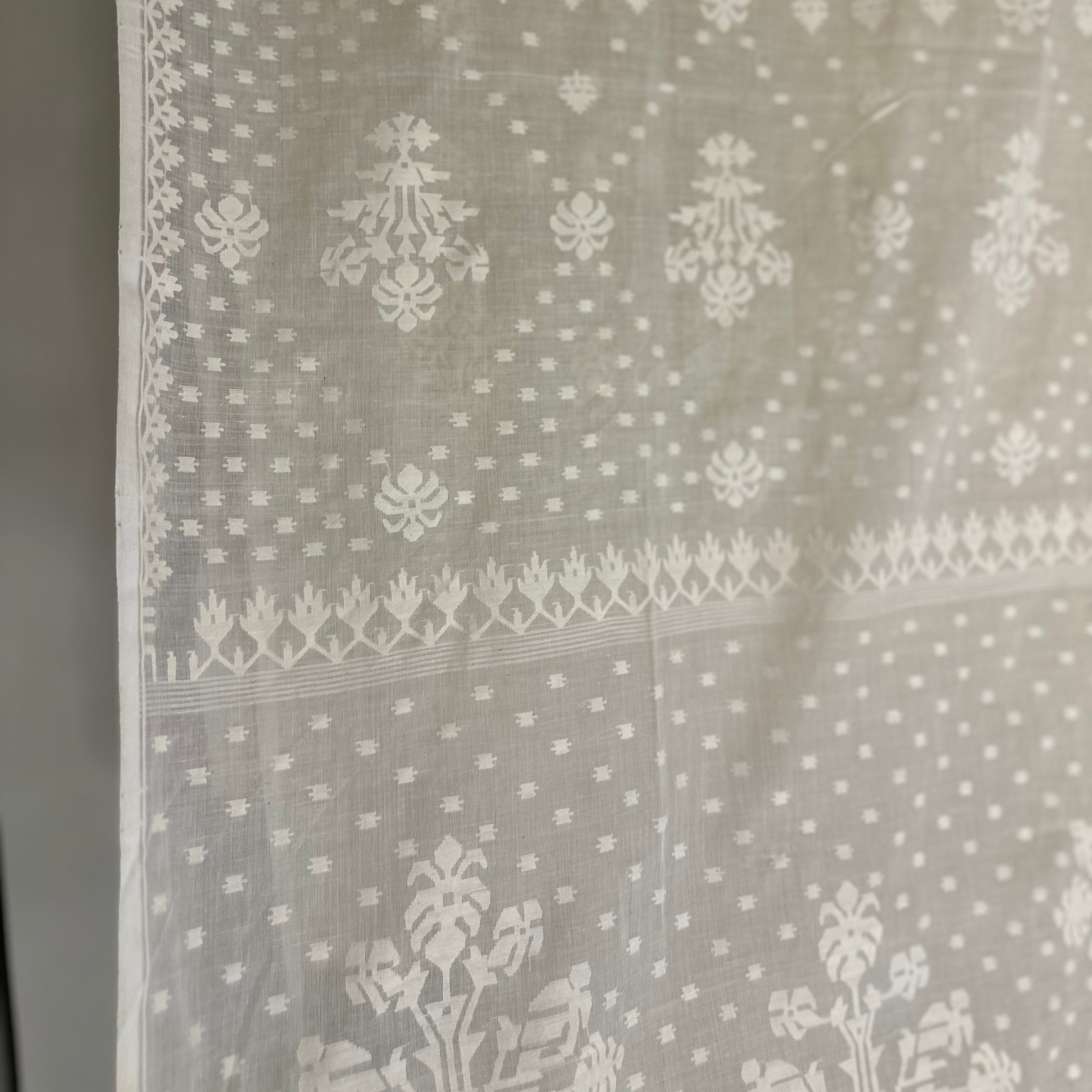 White Handspun 300 Count Masterpiece white on white Dhakai Jamdani