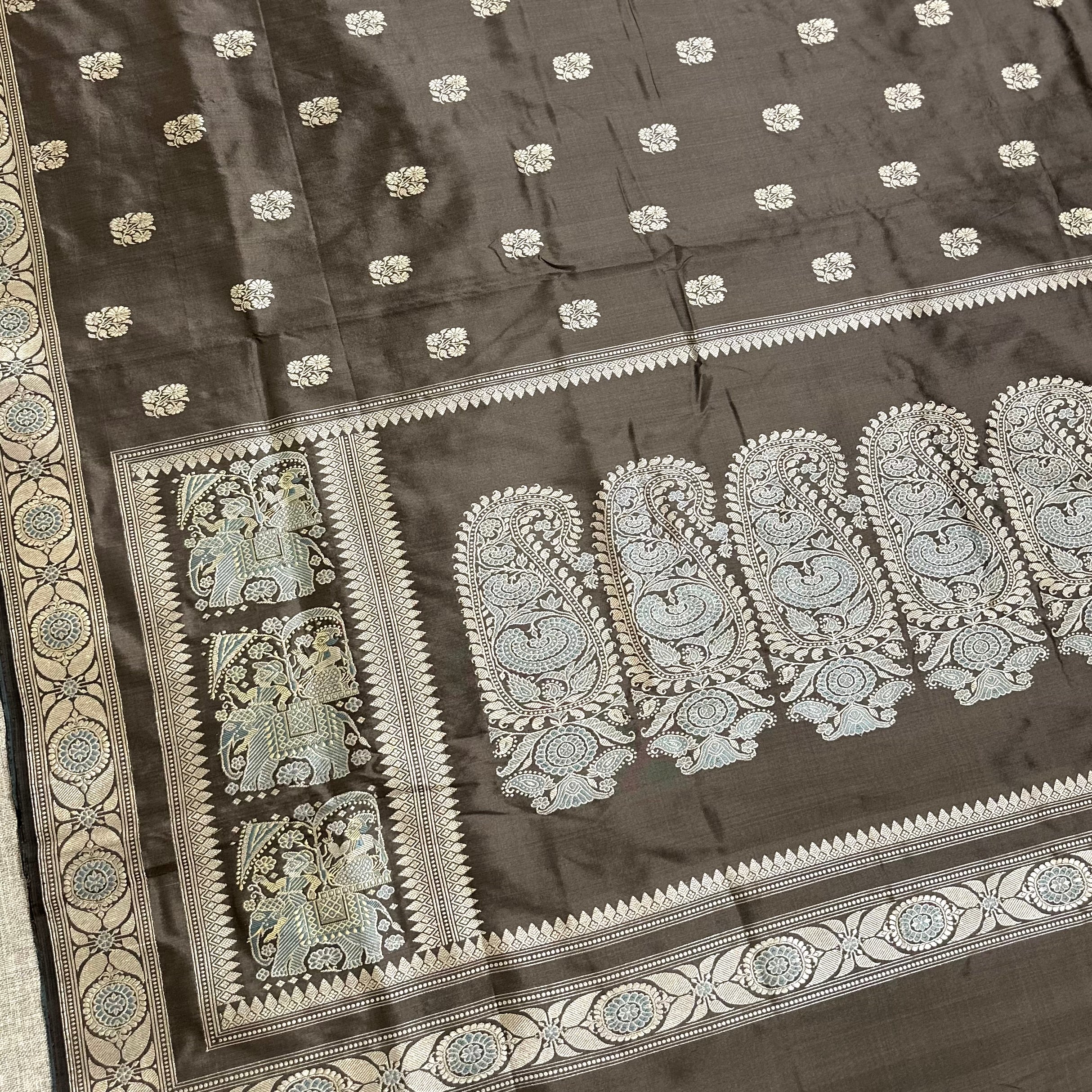 Grey Revival Baluchari Saree