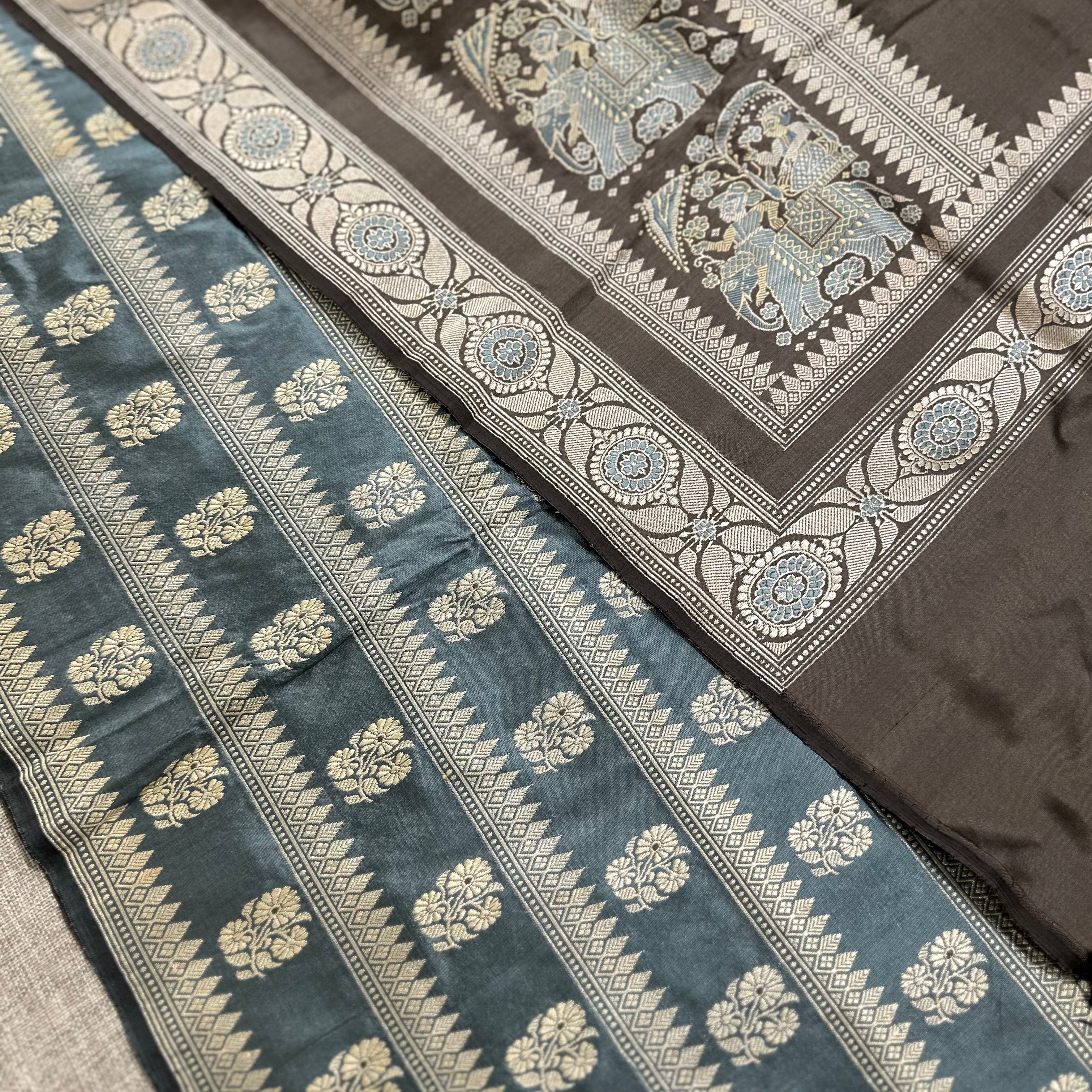 Grey Revival Baluchari Saree