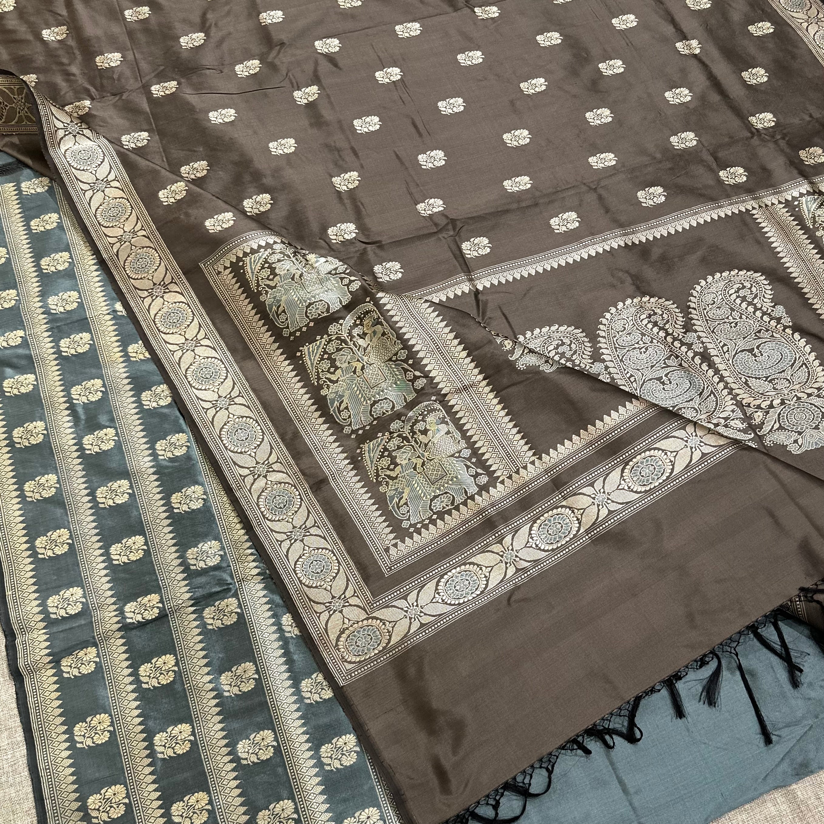 Grey Revival Baluchari Saree