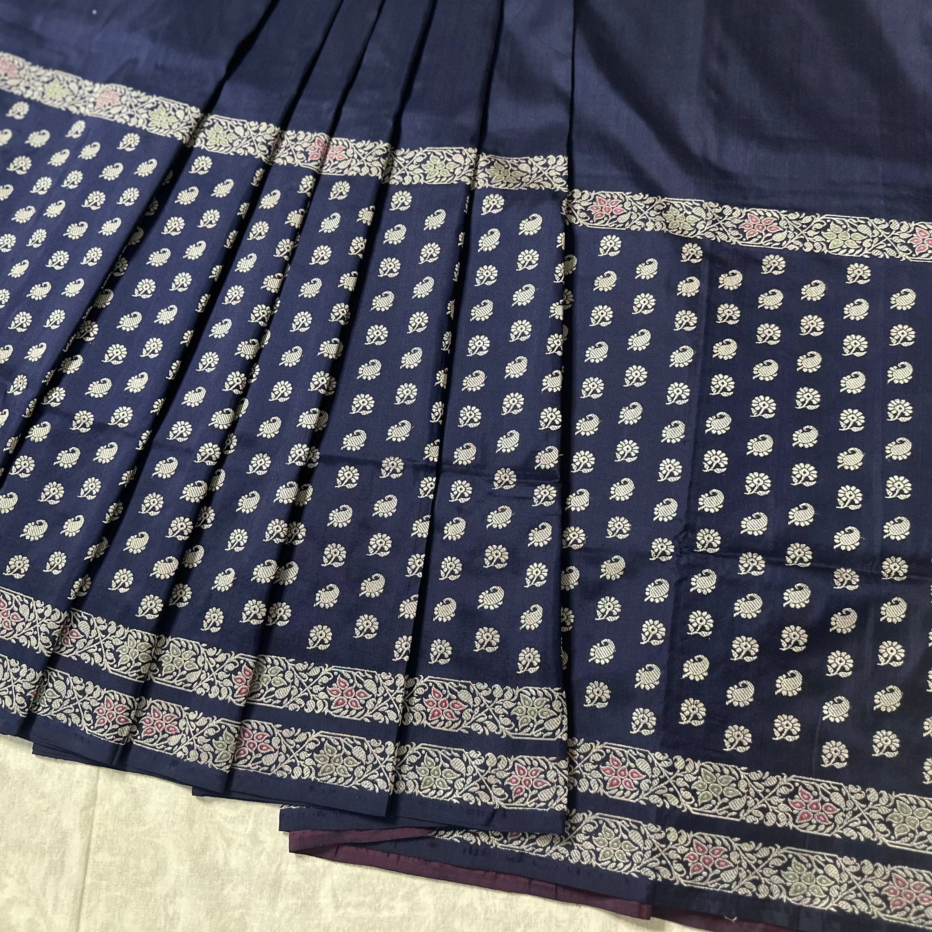 Blue Baluchari saree with Paisley in palla