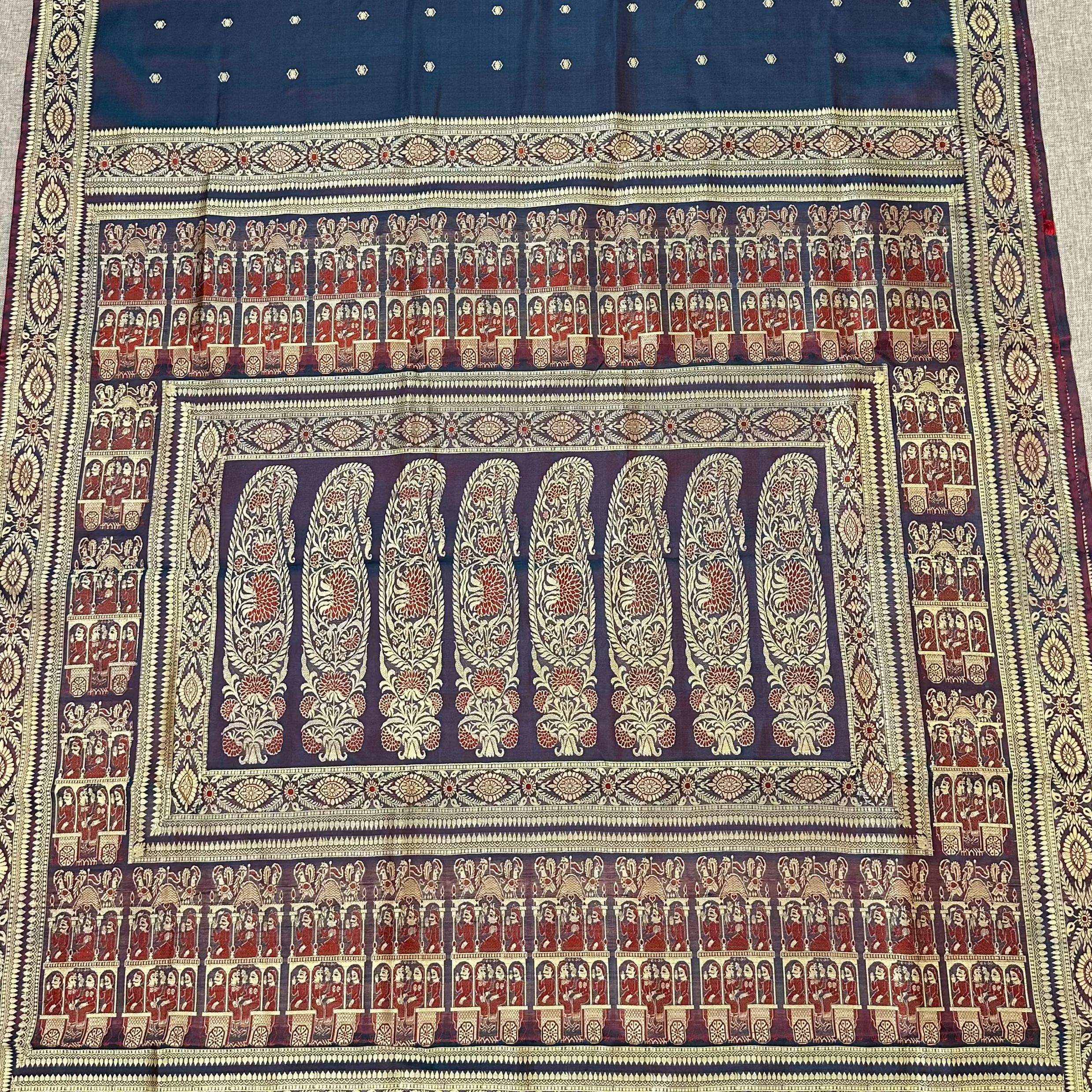 Red Blue Shot Color Baluchari from Bengal