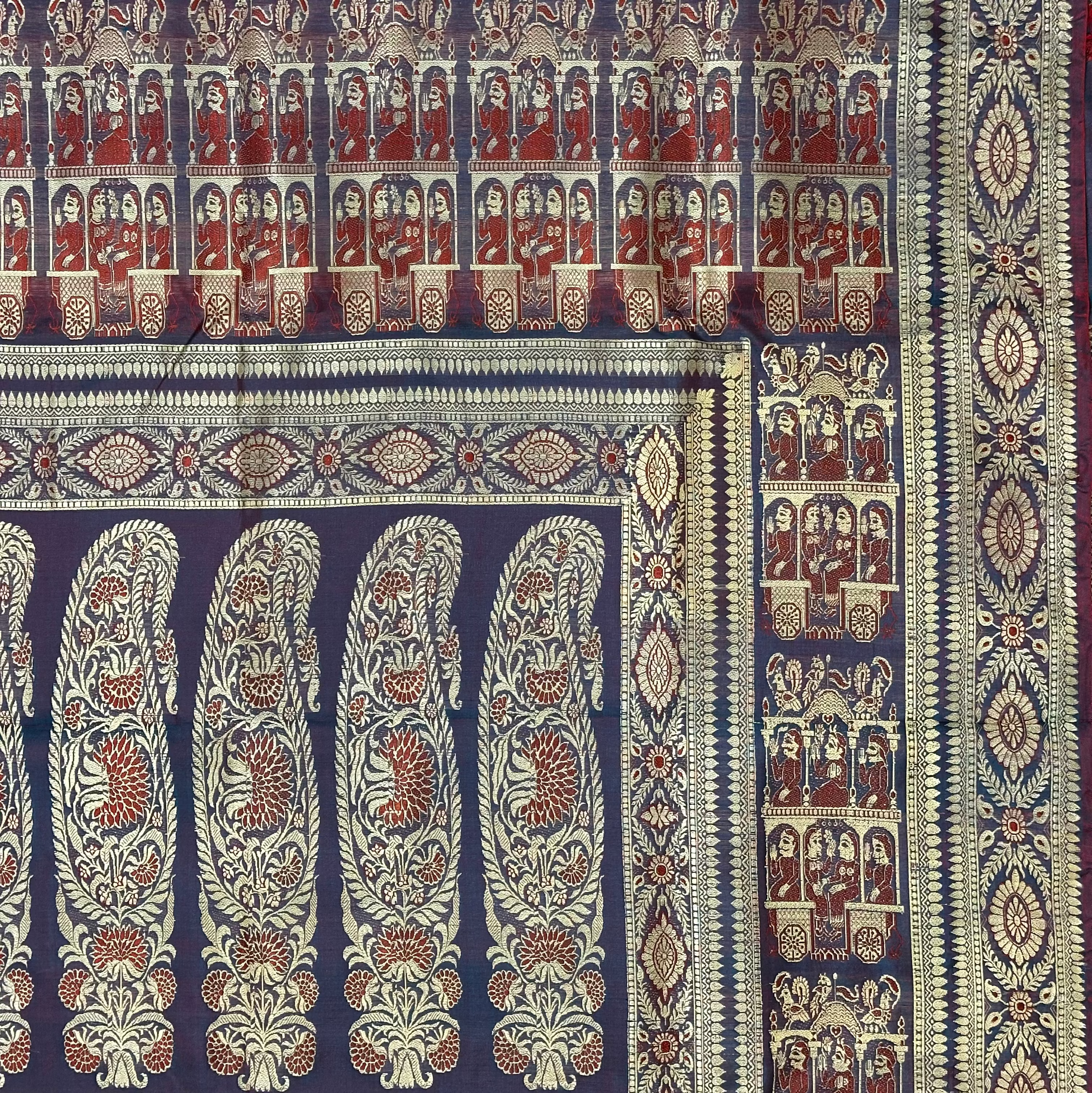 Red Blue Shot Color Baluchari from Bengal