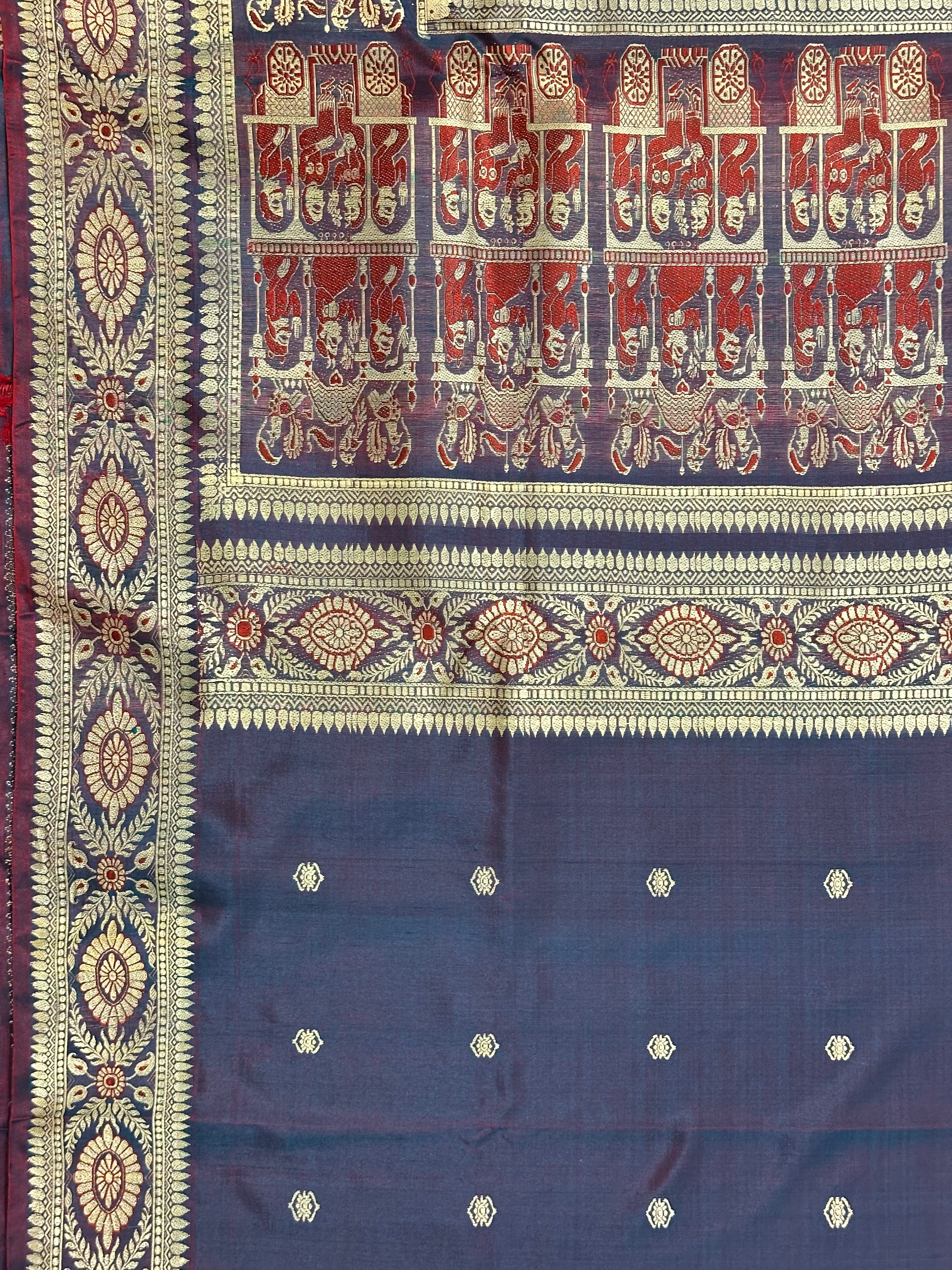 Red Blue Shot Color Baluchari from Bengal
