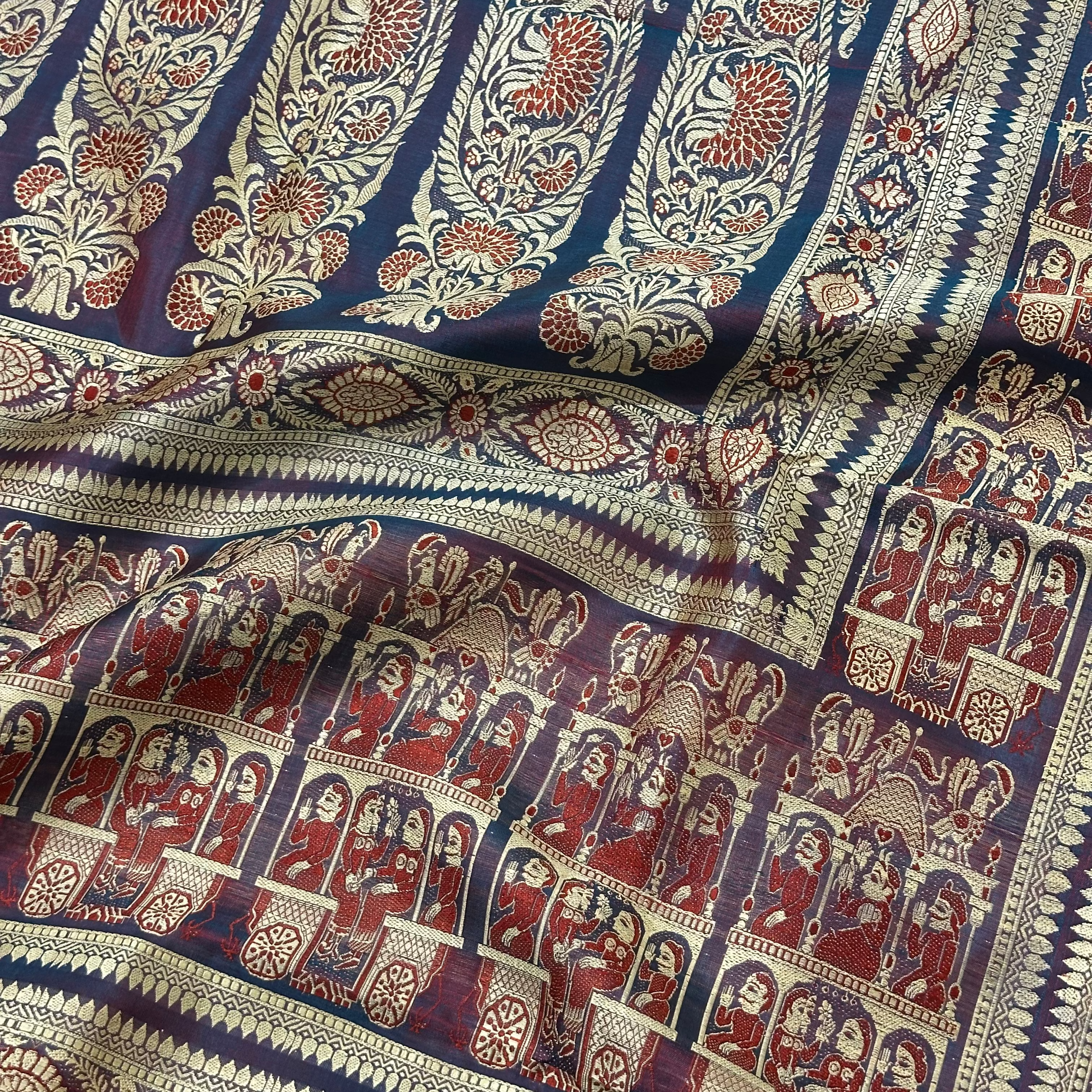 Red Blue Shot Color Baluchari from Bengal