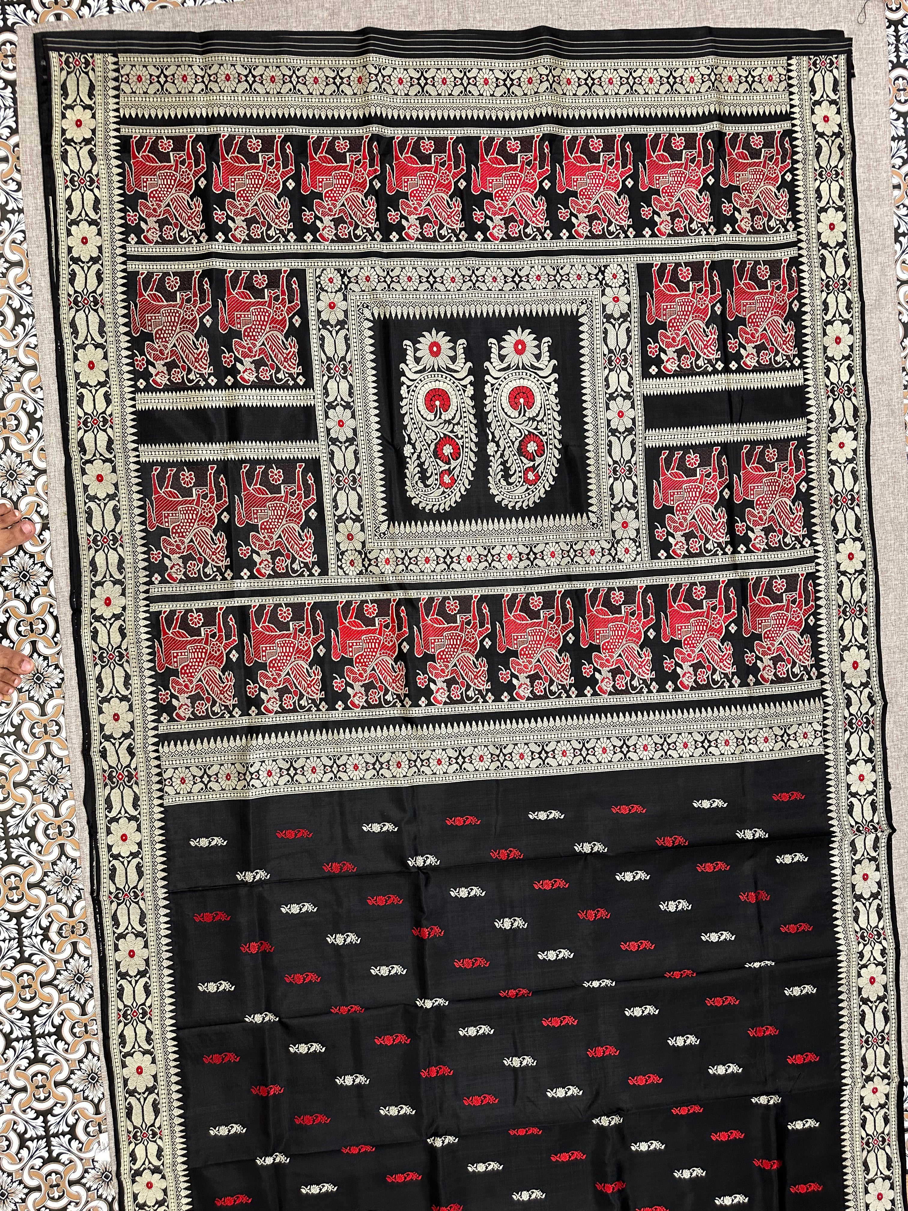 Black and Red Revival Baluchari from Bengal