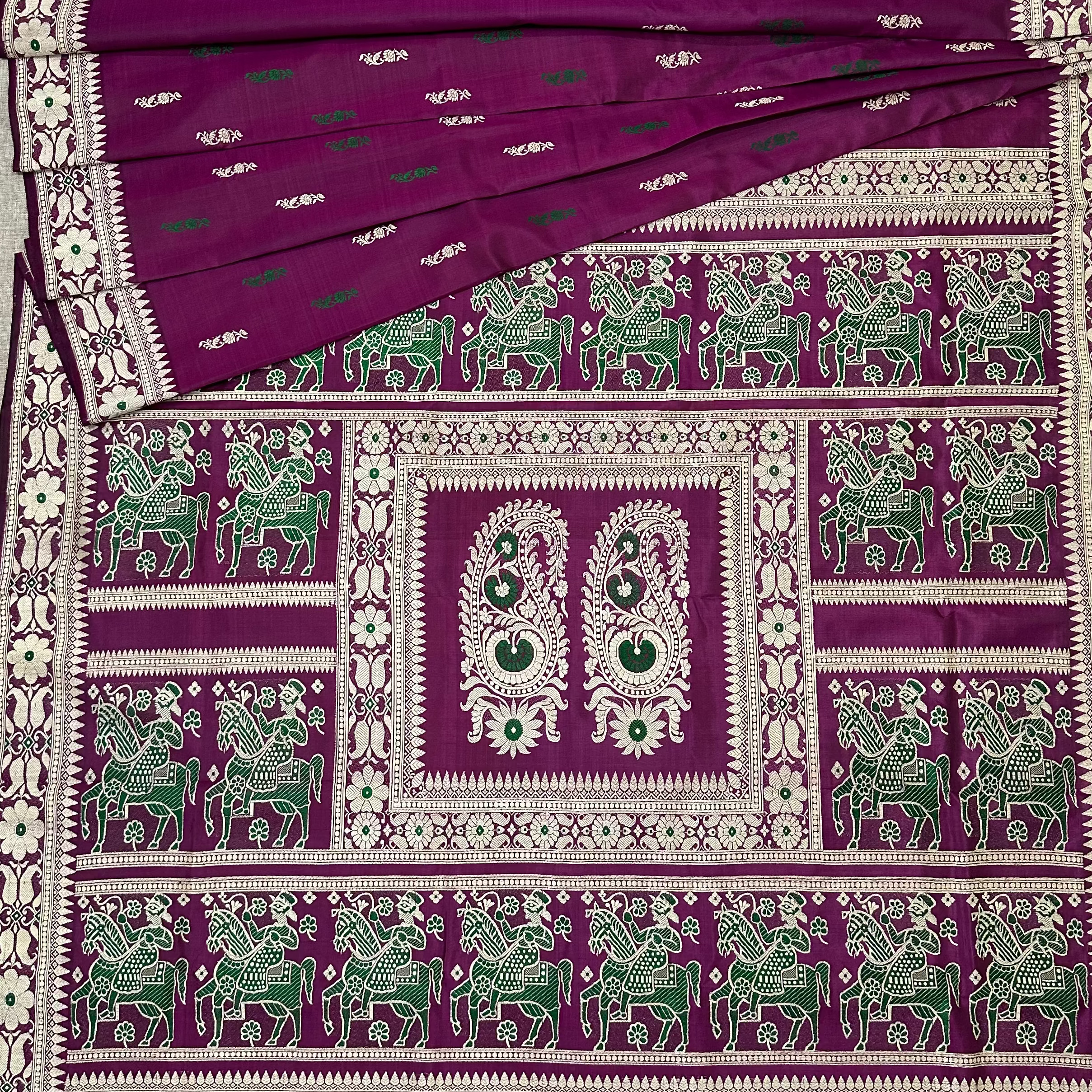 Magenta Baluchari from Bengal