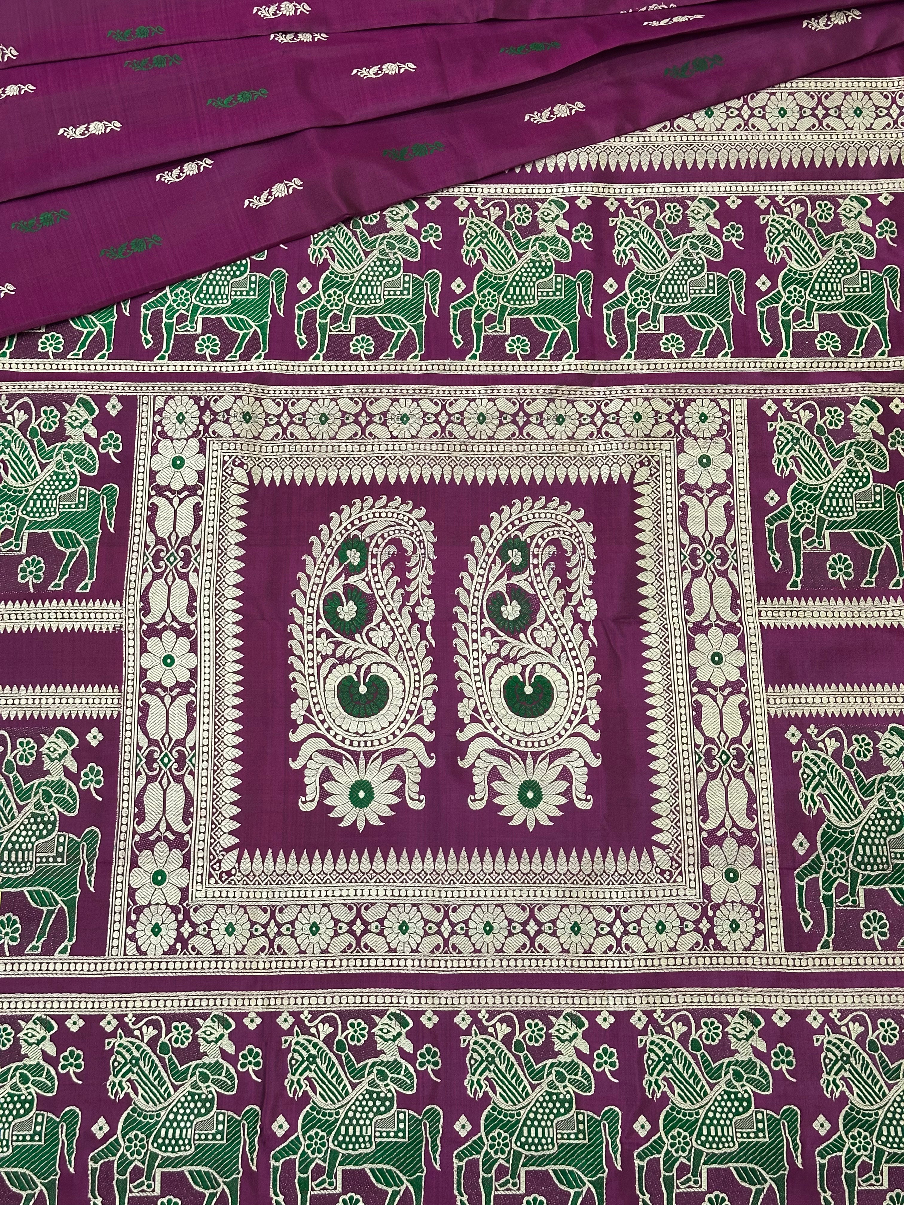 Magenta Baluchari from Bengal