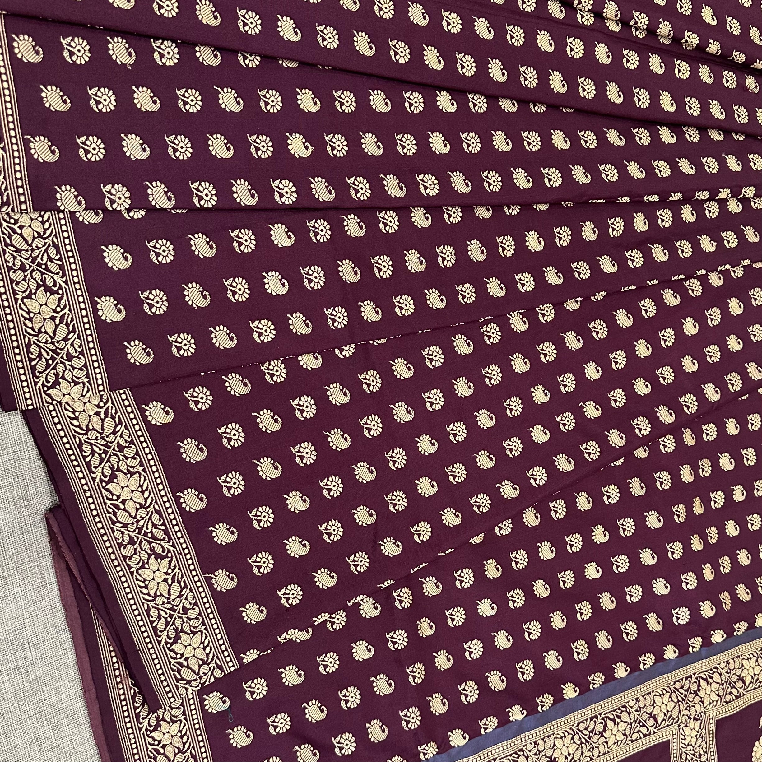 Dark Purple Buti Baluchari with Tree of Life