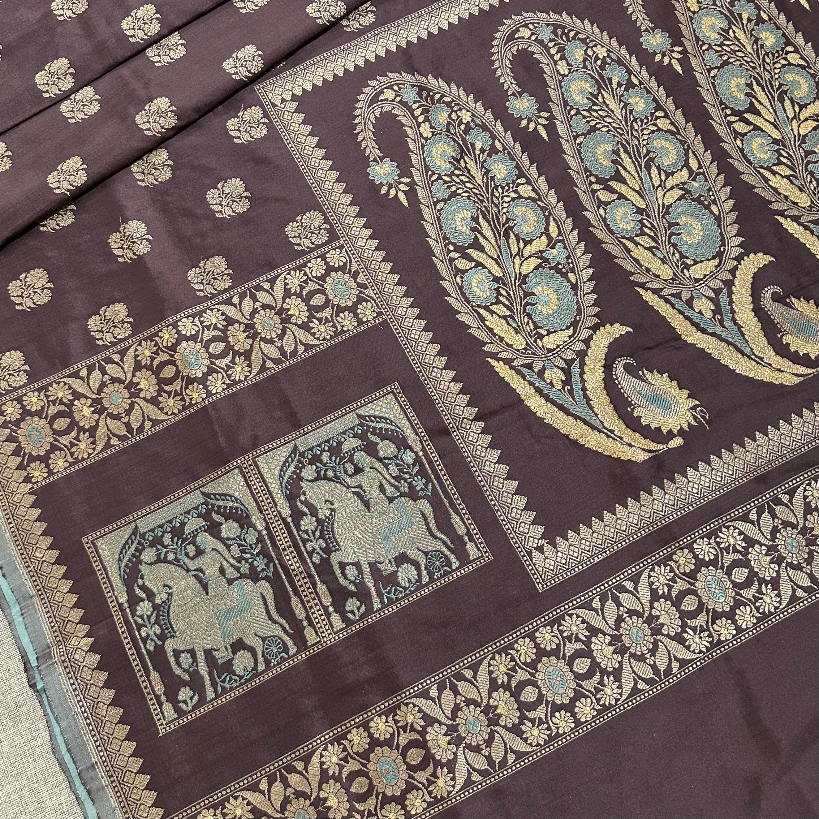 Brown Colour Revival Baluchari Saree