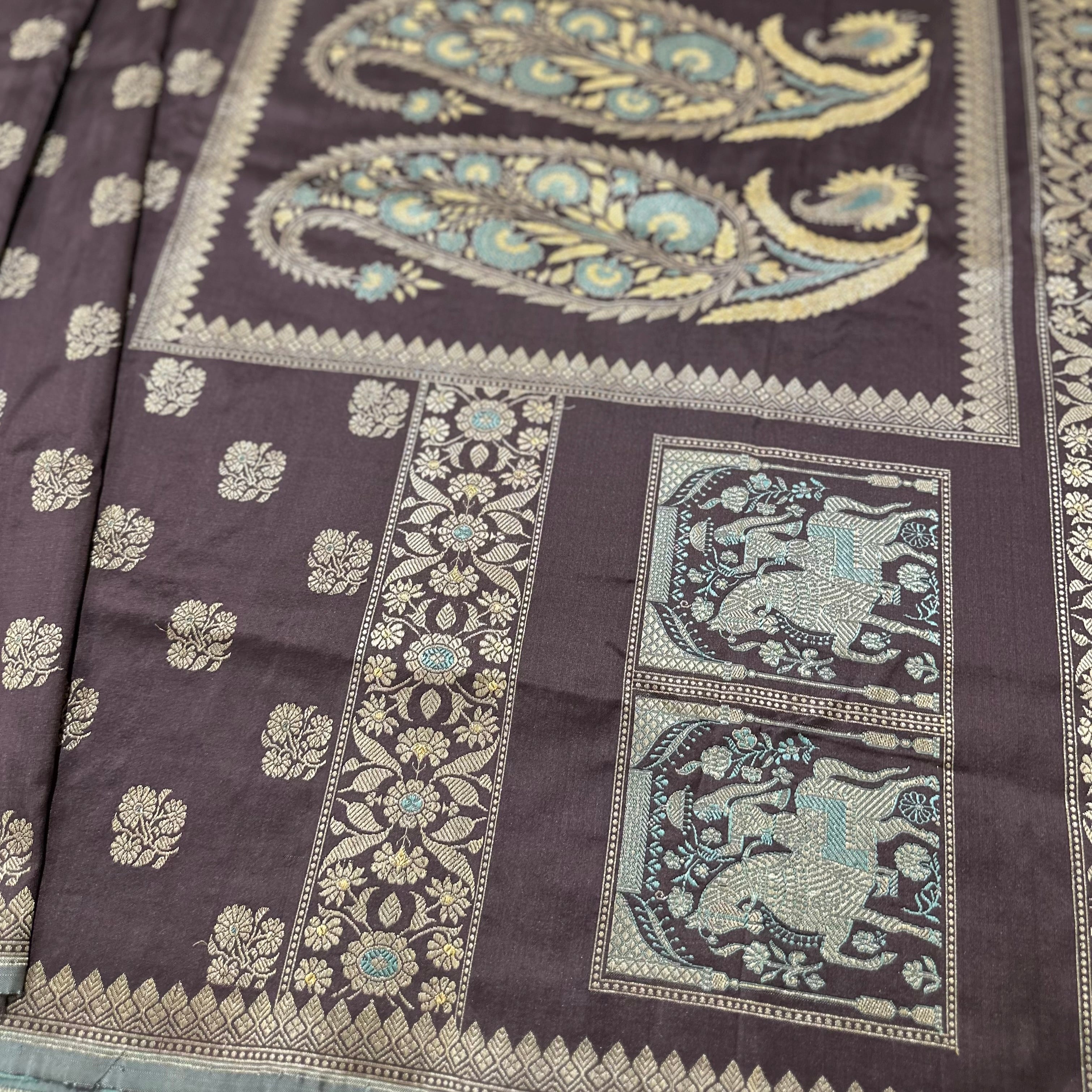 Brown Colour Revival Baluchari Saree
