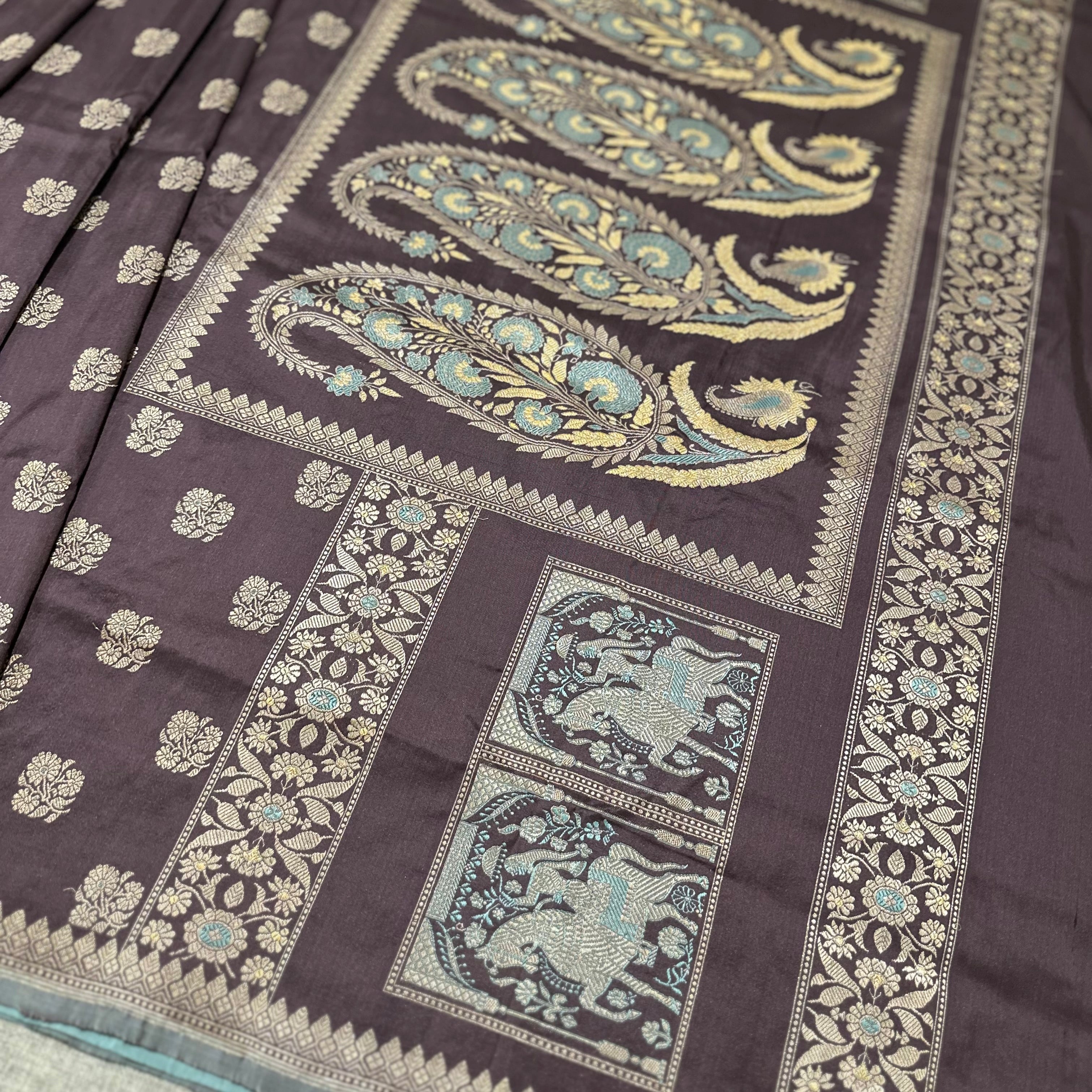 Brown Colour Revival Baluchari Saree