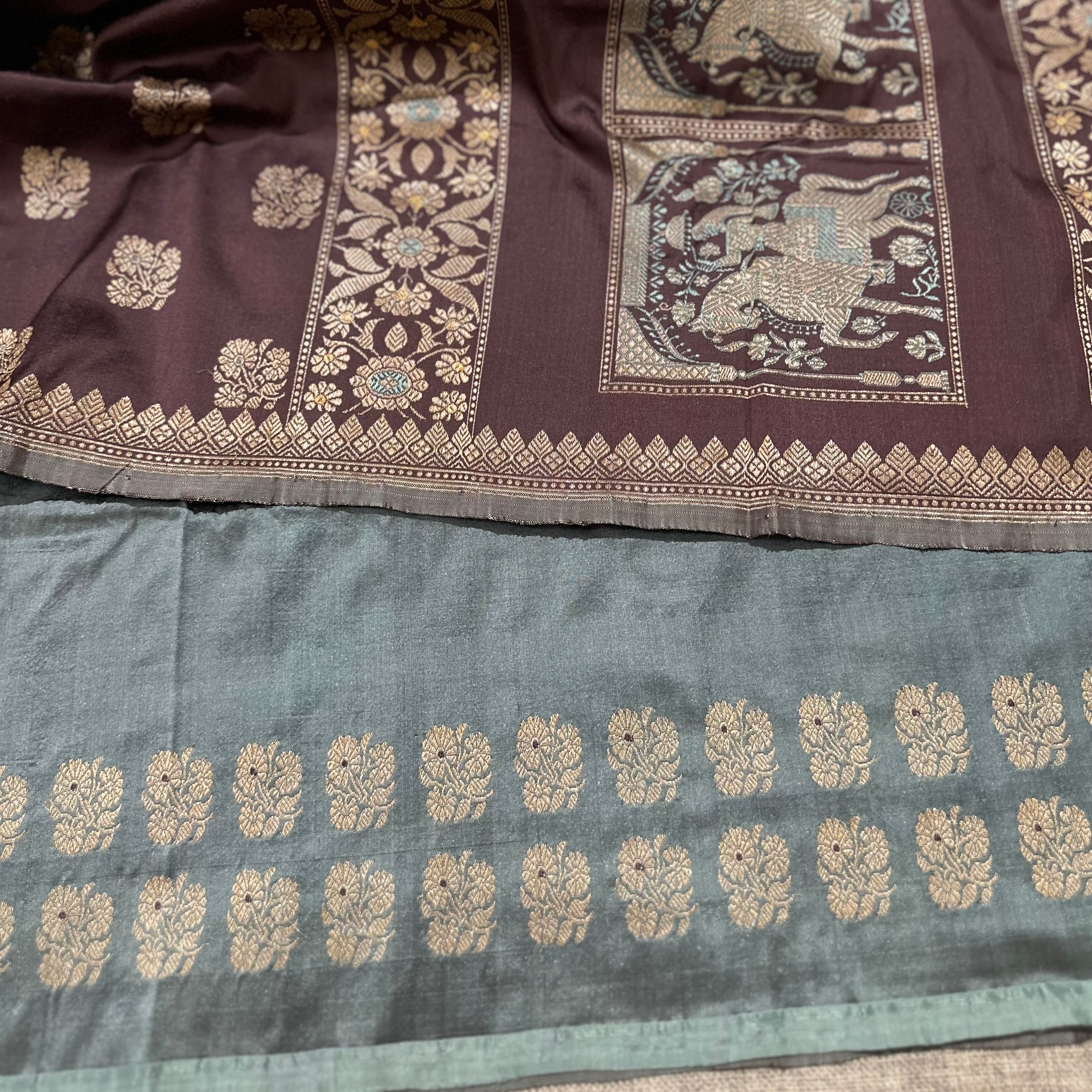 Brown Colour Revival Baluchari Saree