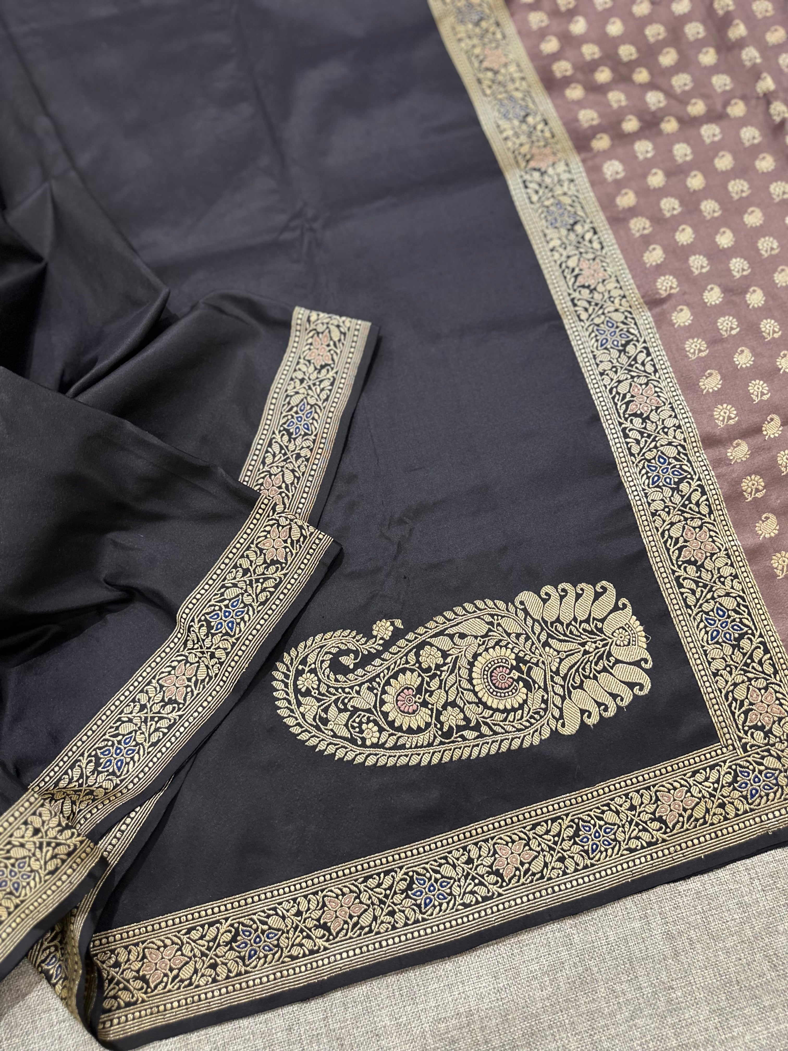 Black Baluchari Saree with Paisleys in the Palla
