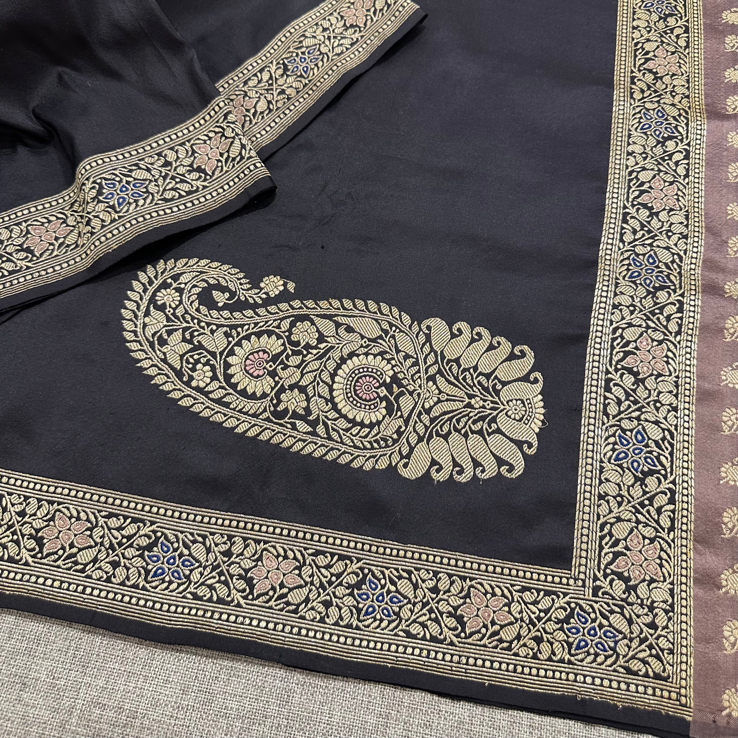Black Baluchari Saree with Paisleys in the Palla