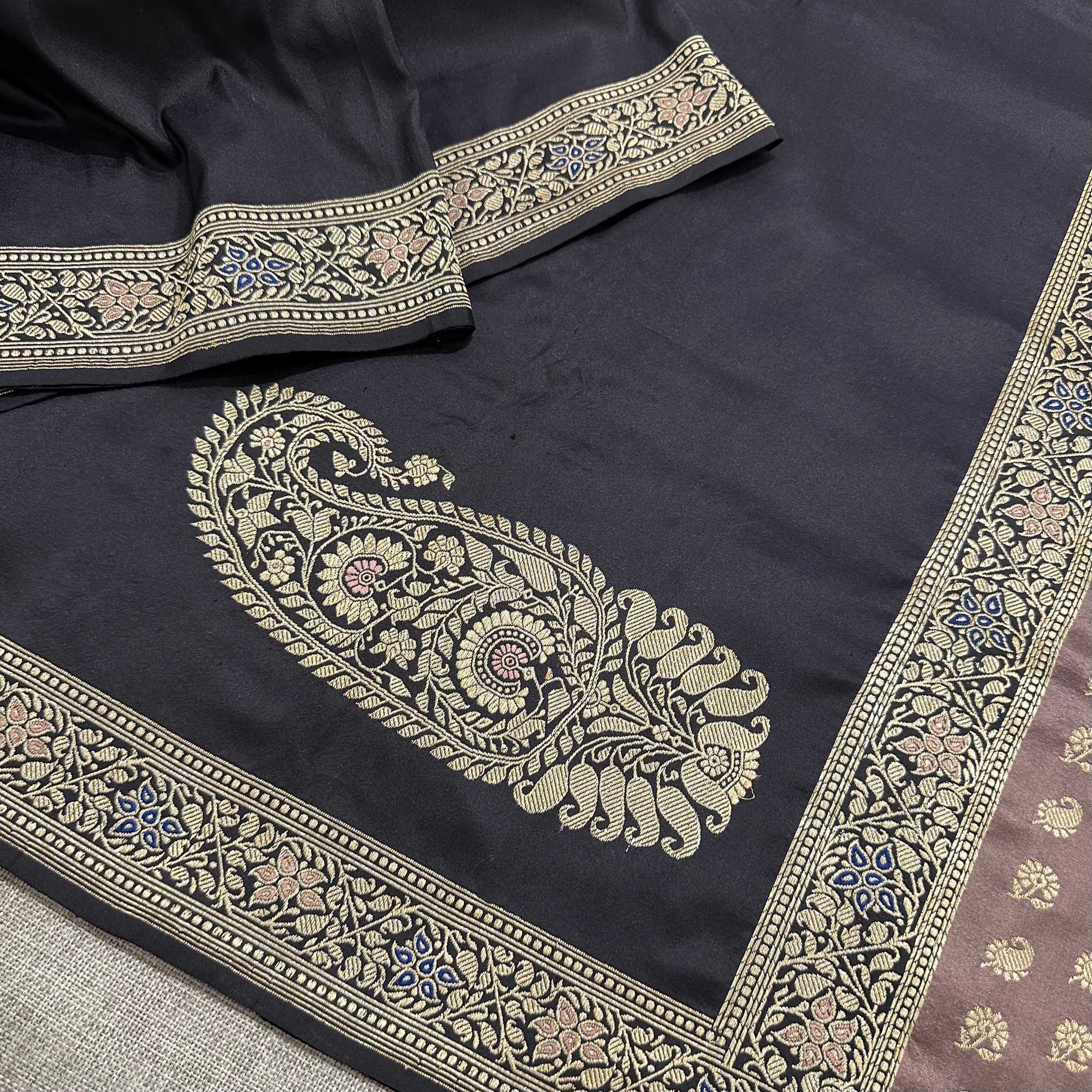 Black Baluchari Saree with Paisleys in the Palla