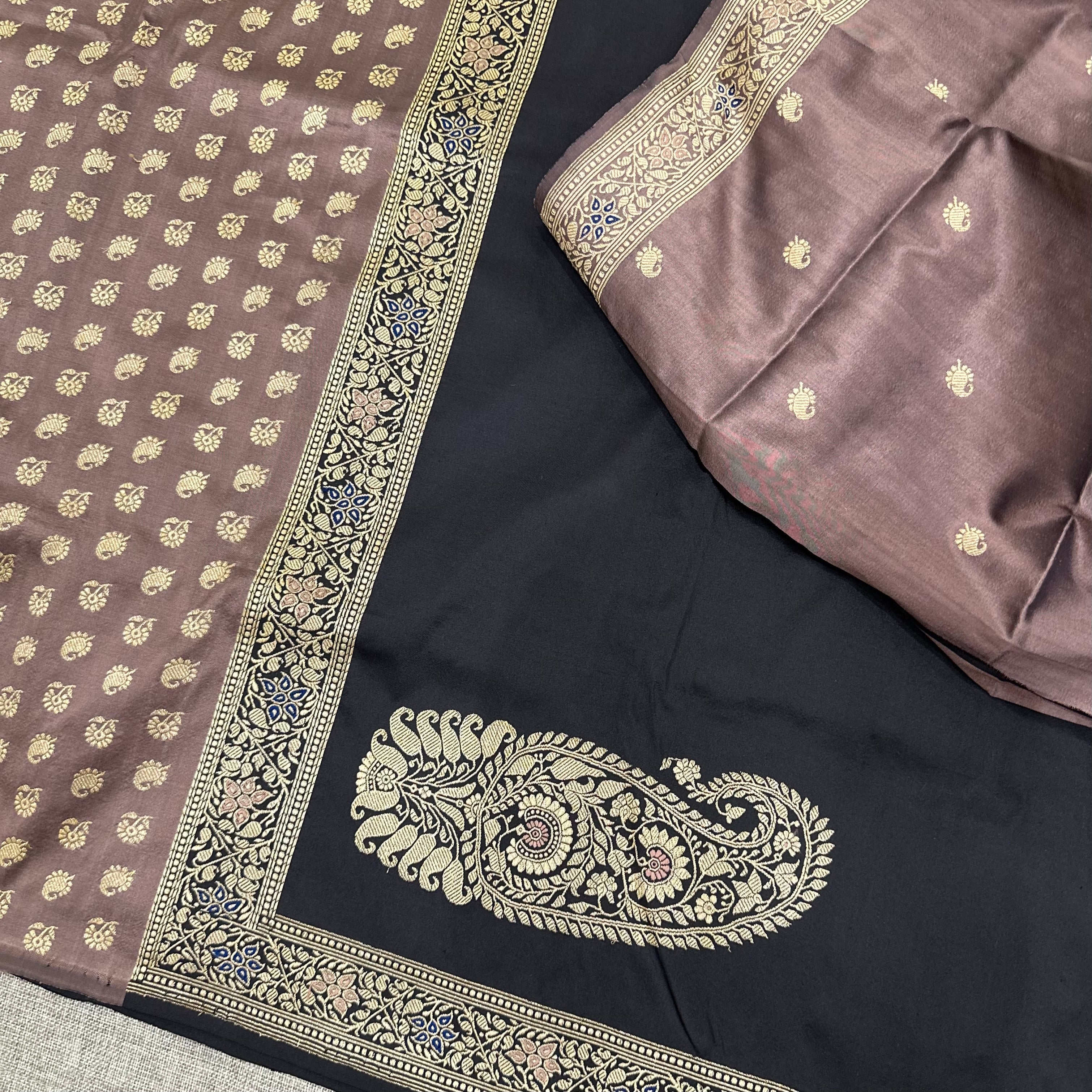 Black Baluchari Saree with Paisleys in the Palla