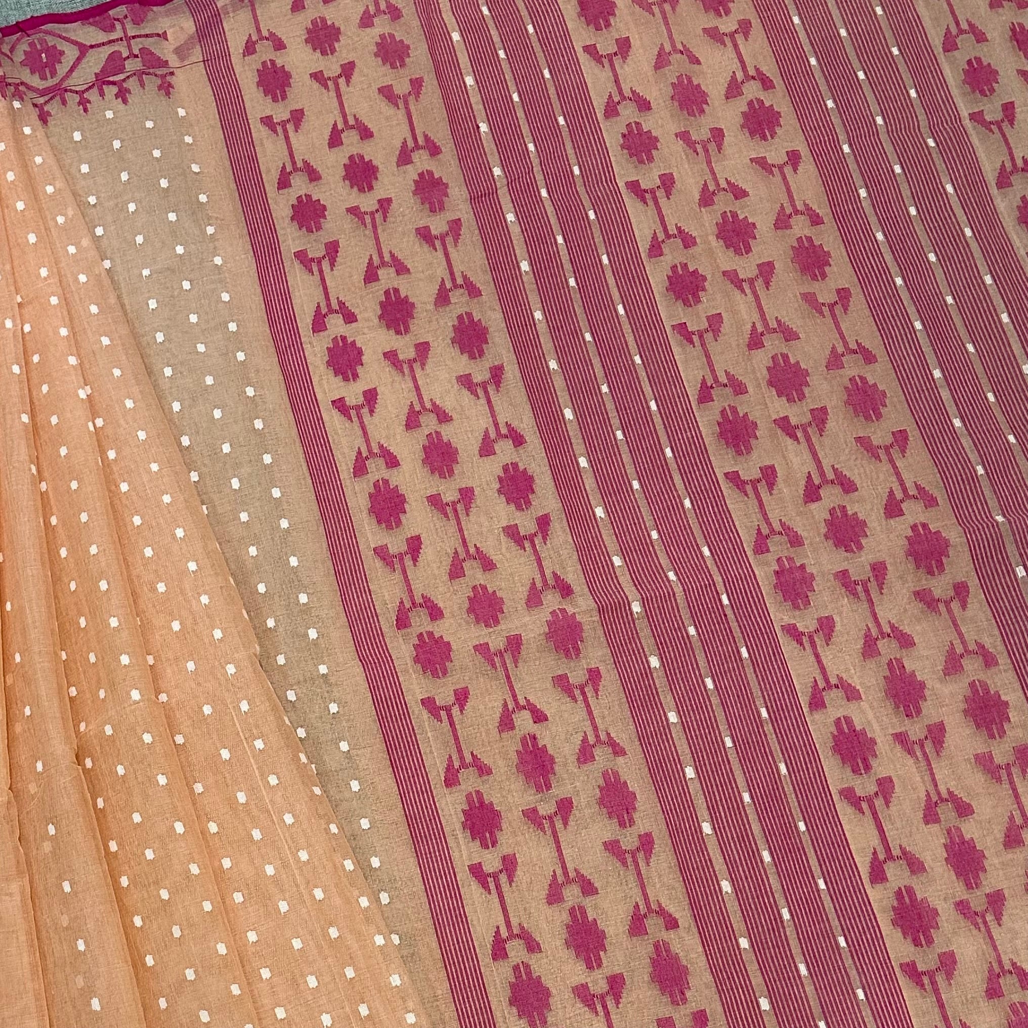 Peach and Pink Dhakai Jamdani