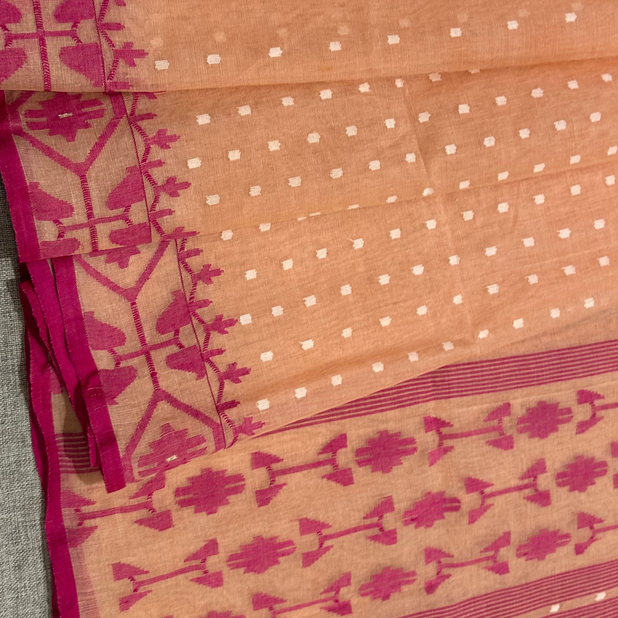 Peach and Pink Dhakai Jamdani