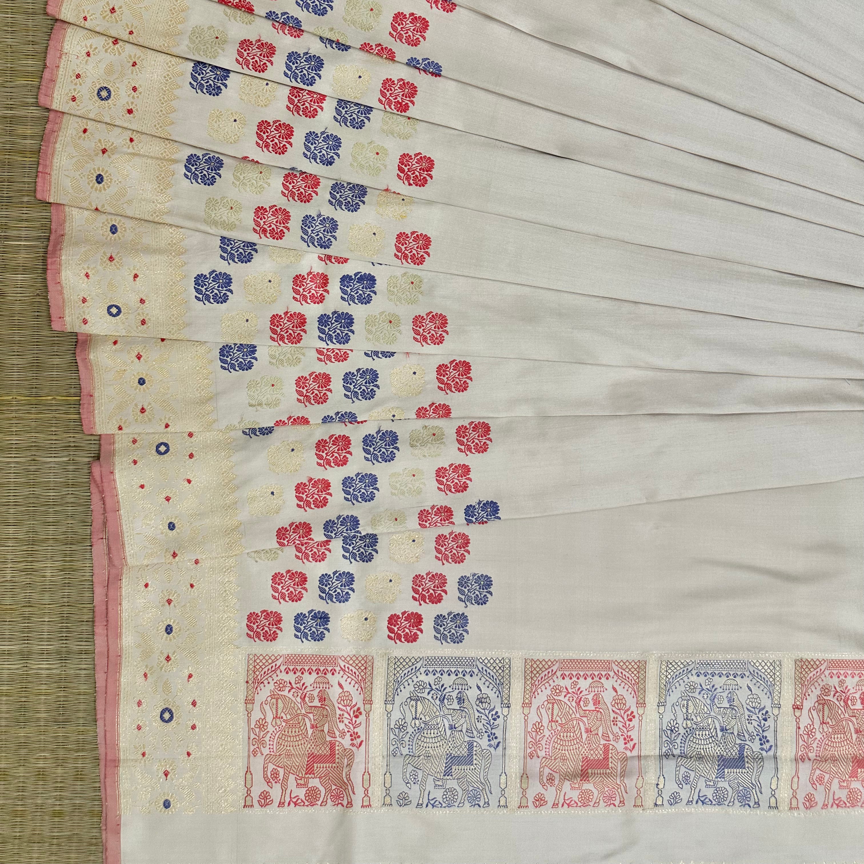 Creme-White Revival Baluchari Saree