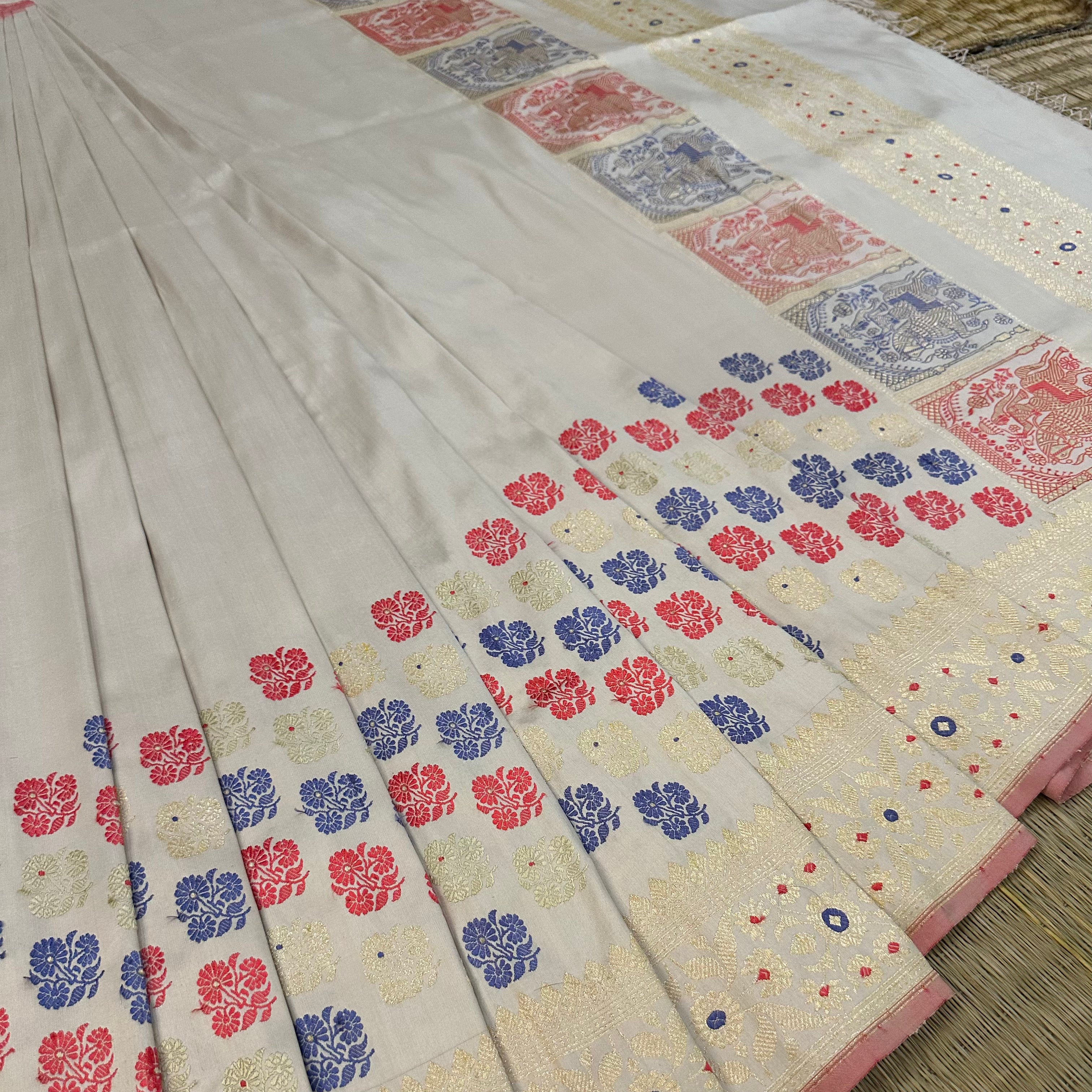 Creme-White Revival Baluchari Saree