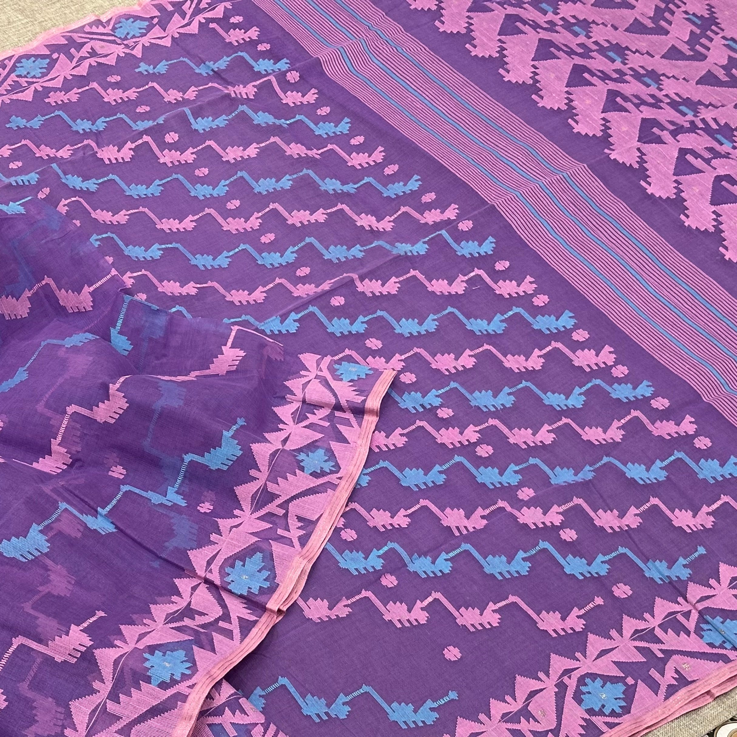 Dark lavender Dhakai Jamdani
