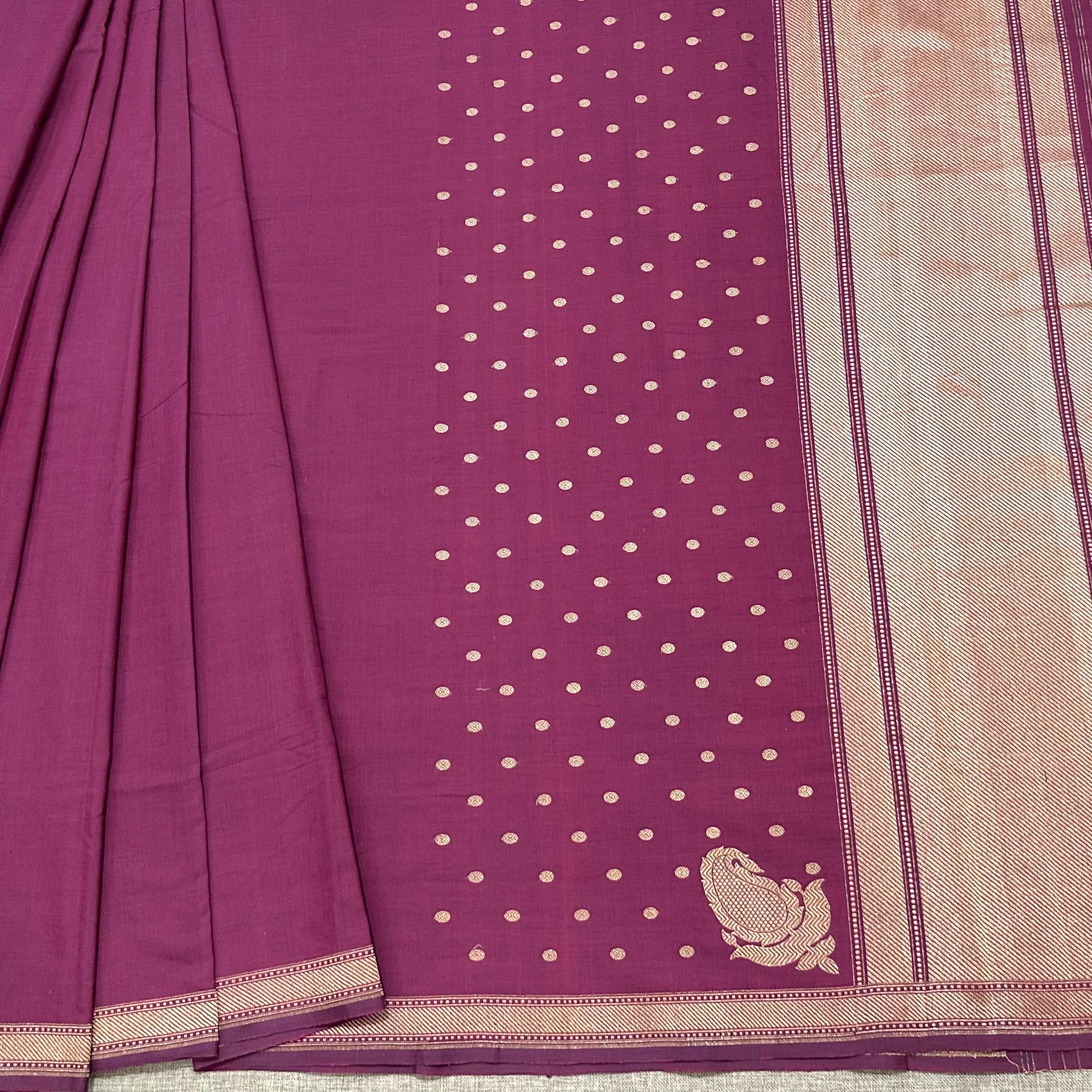 Purple Pure Cotton Natural Dyed Benarasi