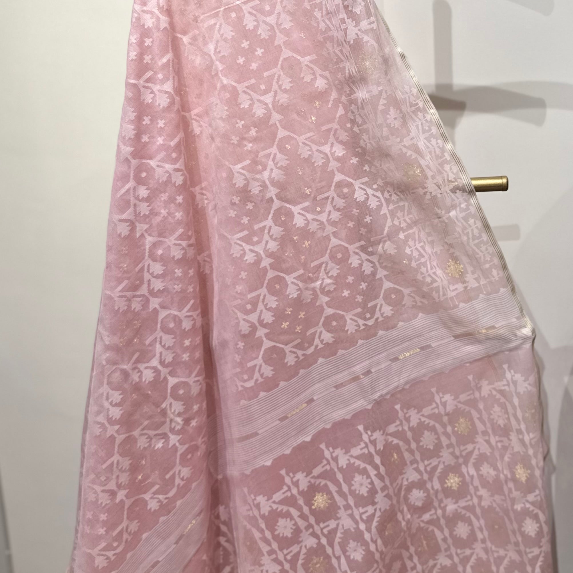 Pink Jaal Dhakai Jamdani Saree