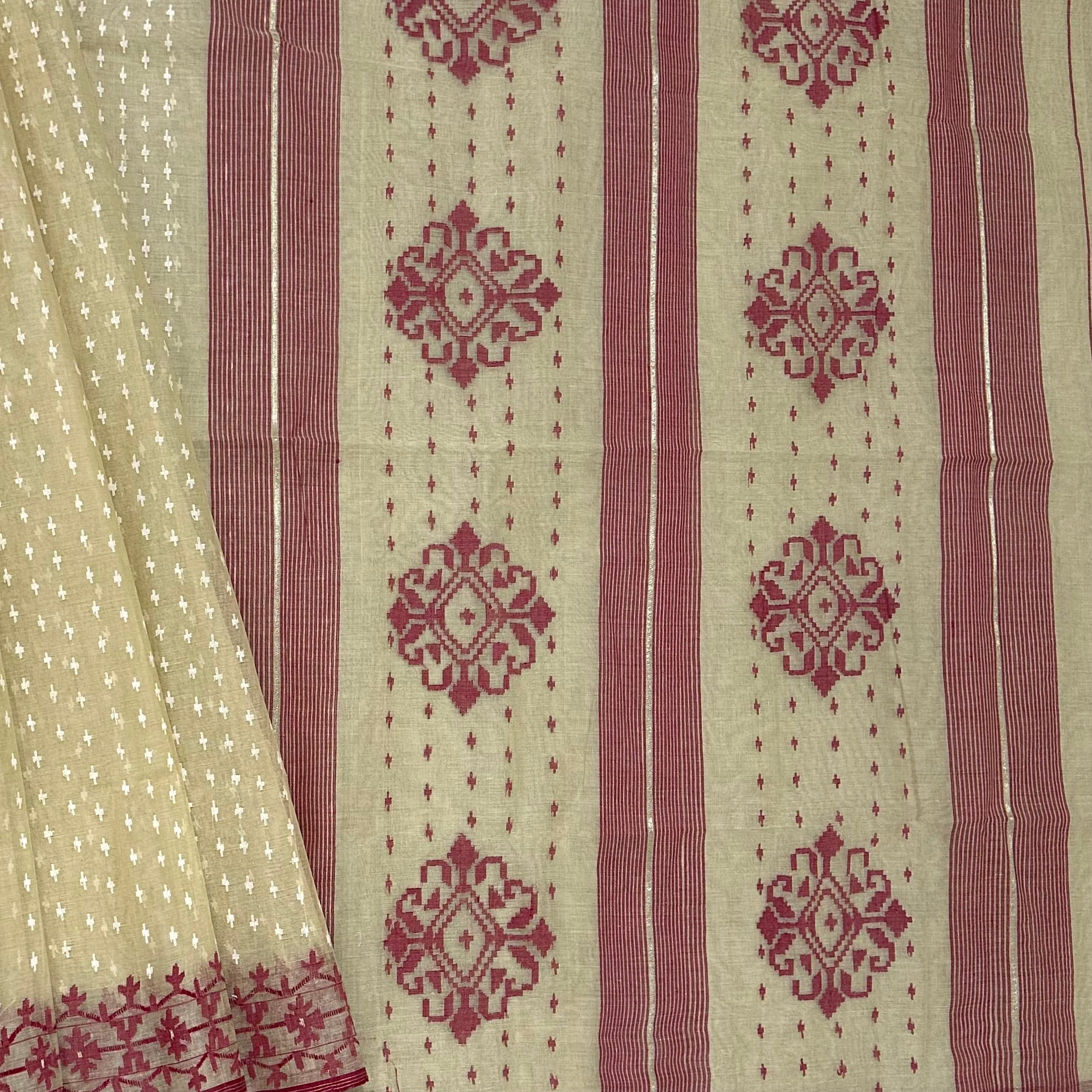 Yellow and Red Dhakai Jamdani