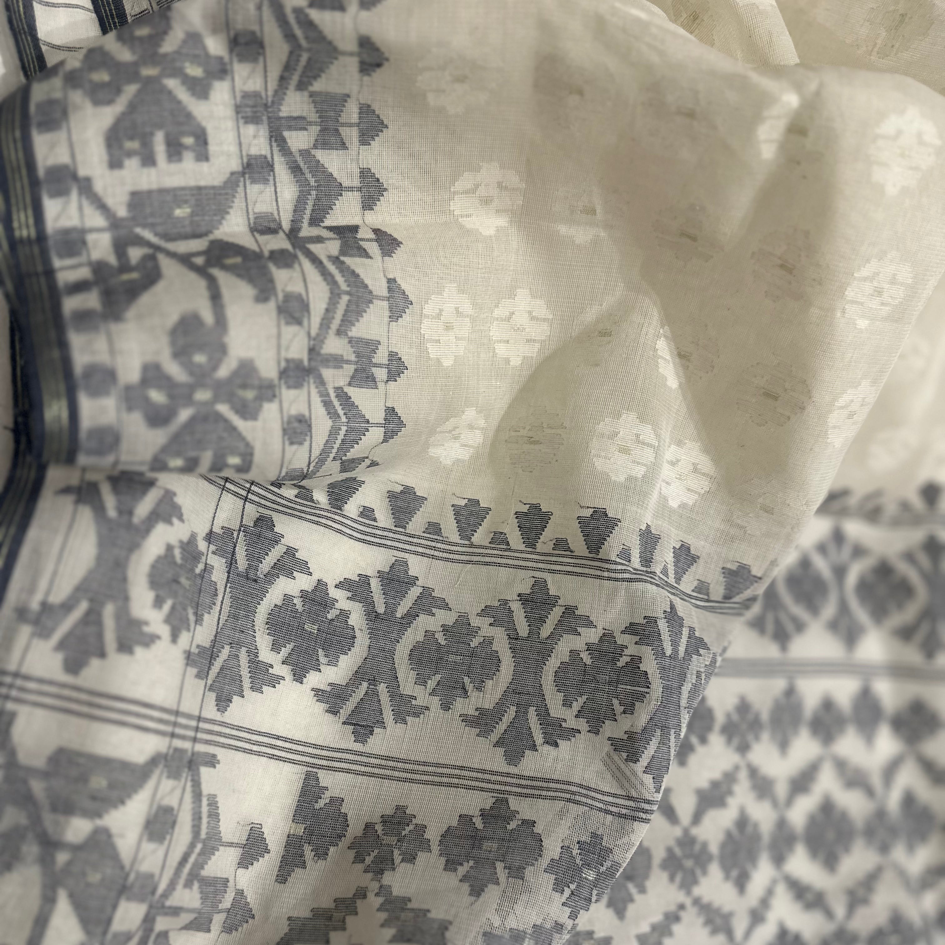 White and Grey Dhakai Jamdani