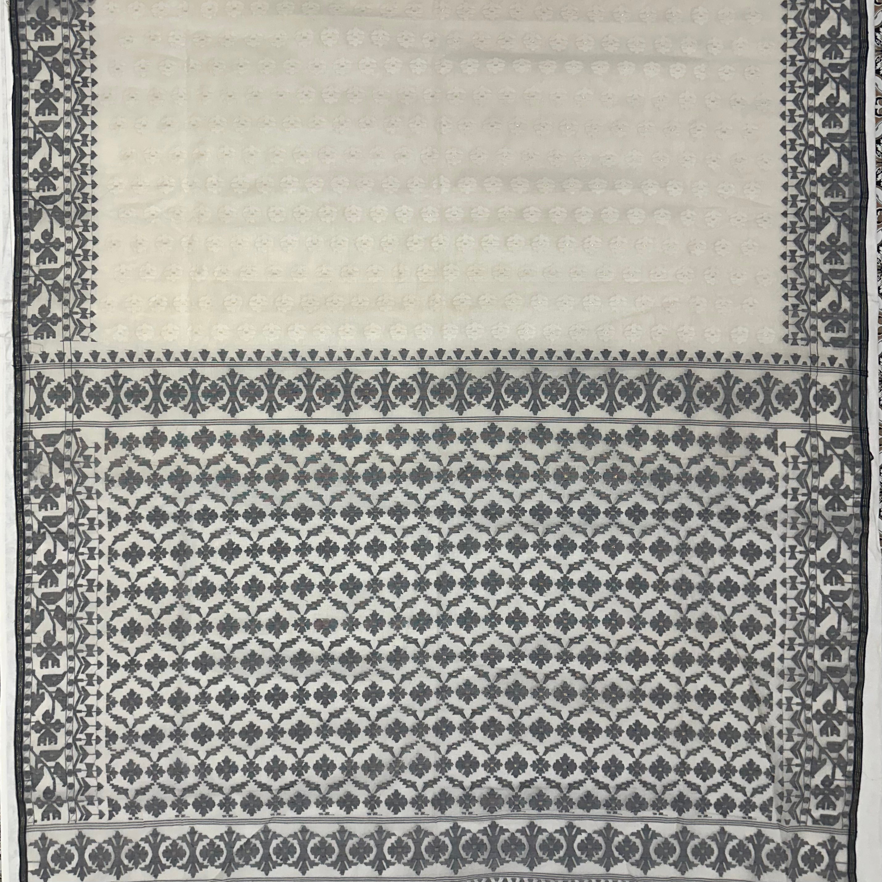 White and Grey Dhakai Jamdani