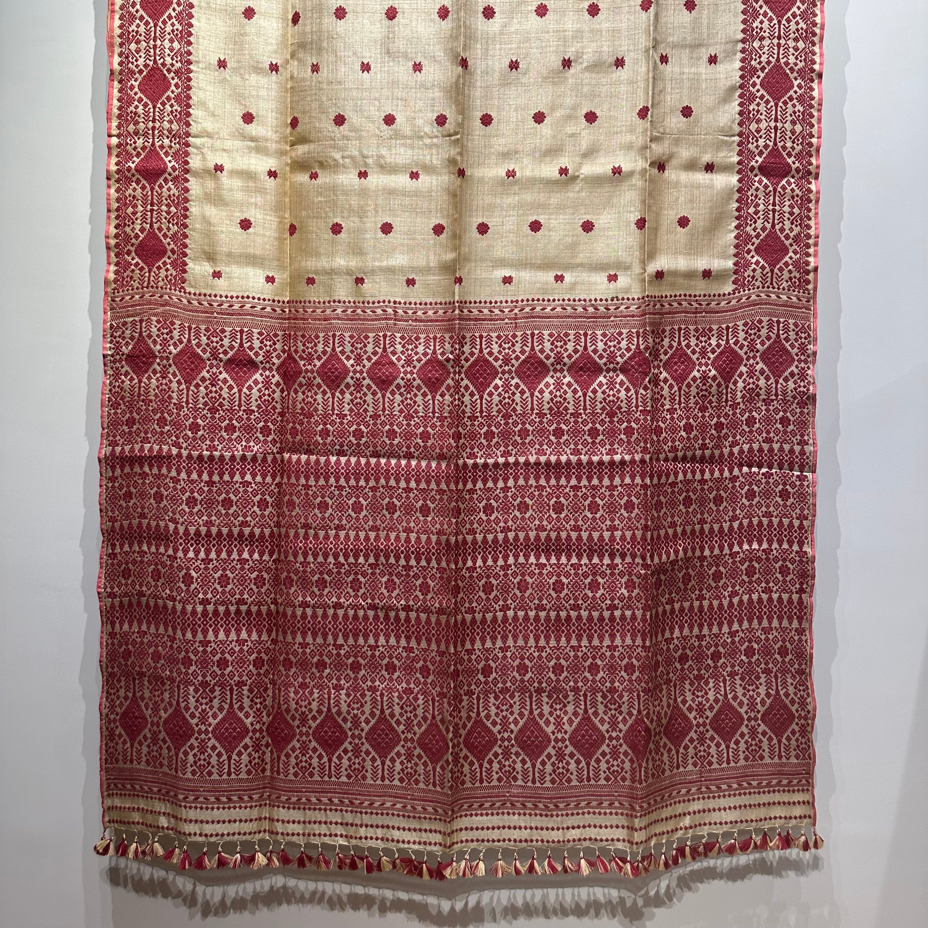 Heirloom Pure Assam Muga Saree with Natural Dyed Eri Extra Weft