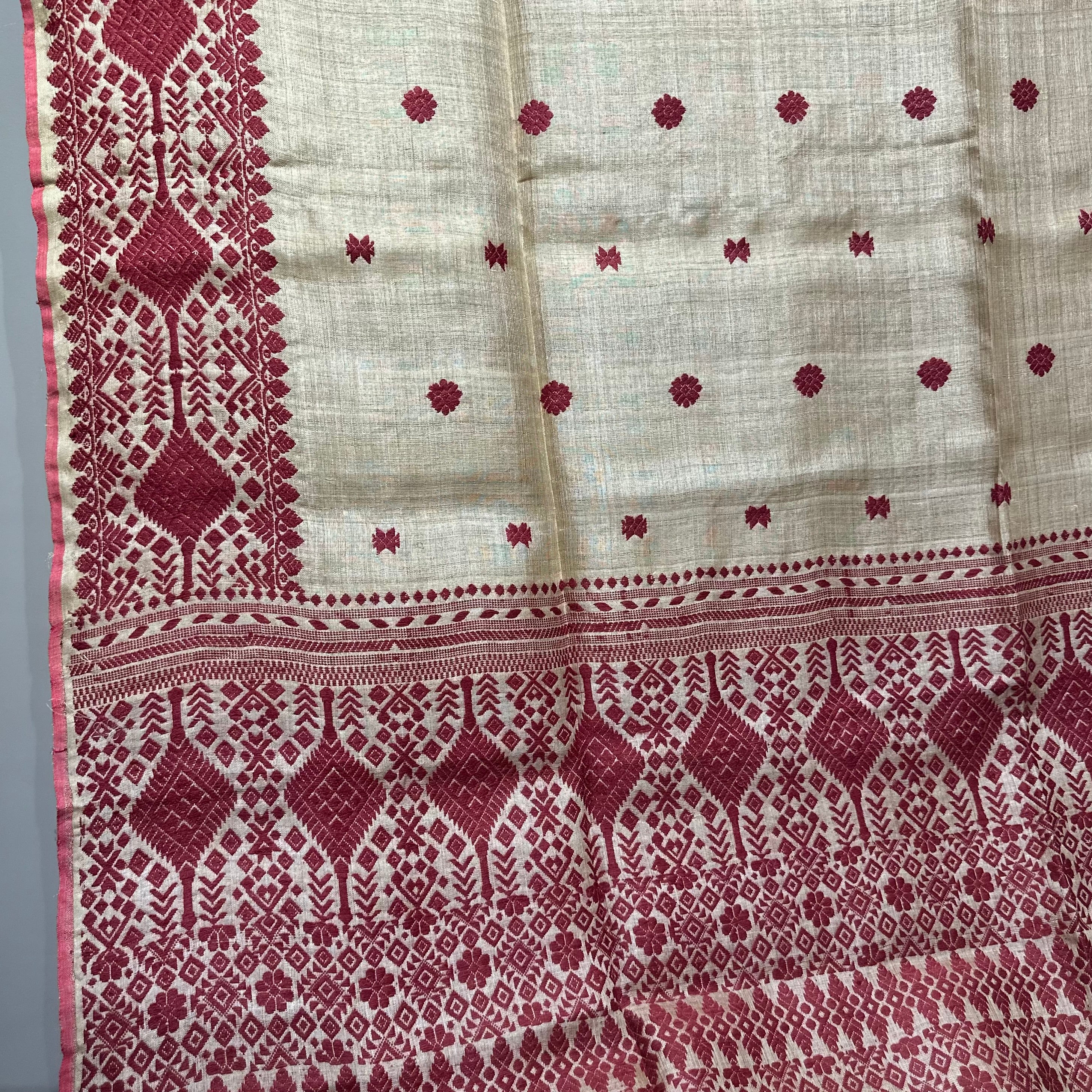 Heirloom Pure Assam Muga Saree with Natural Dyed Eri Extra Weft