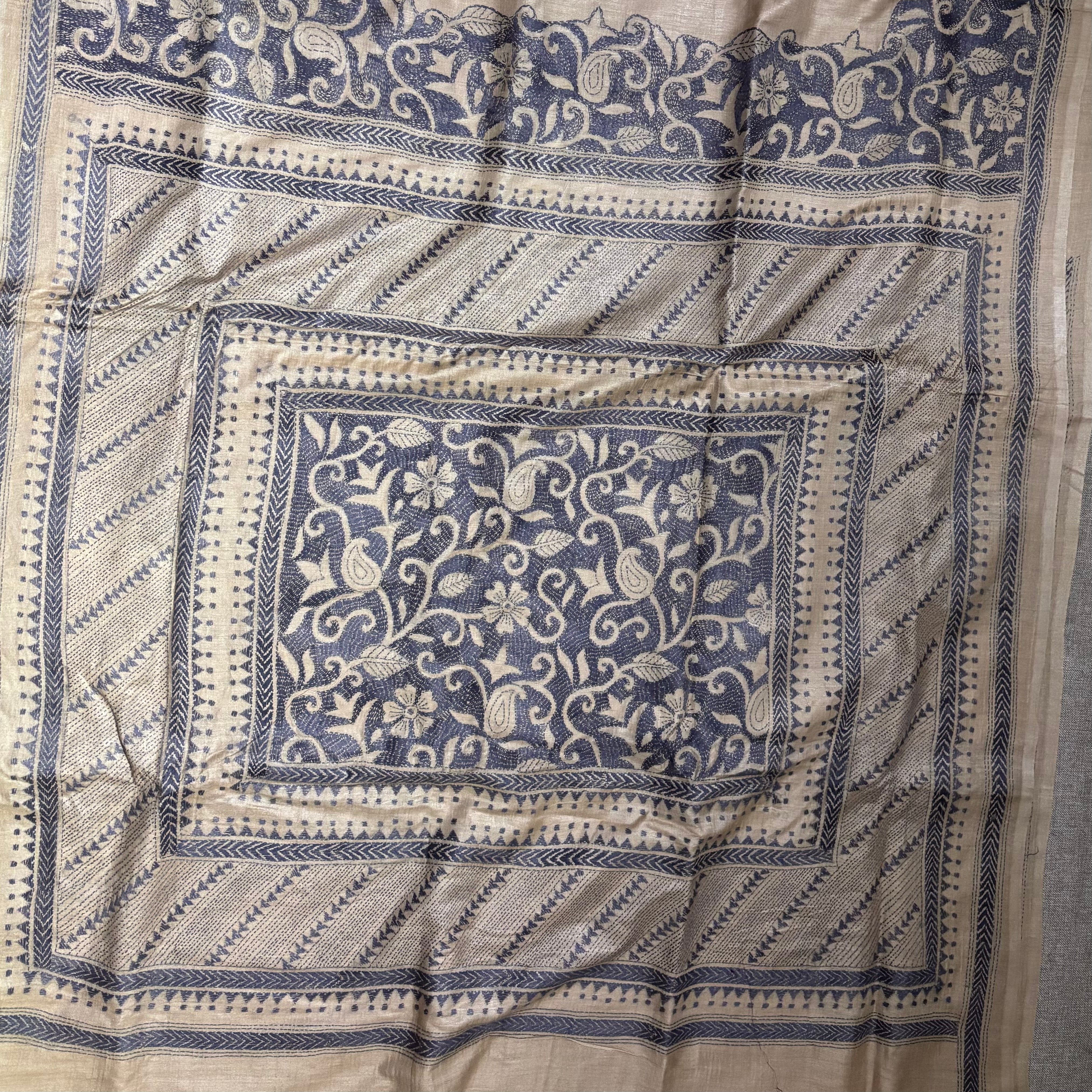 Kantha Embroidered on Handwoven Tussar