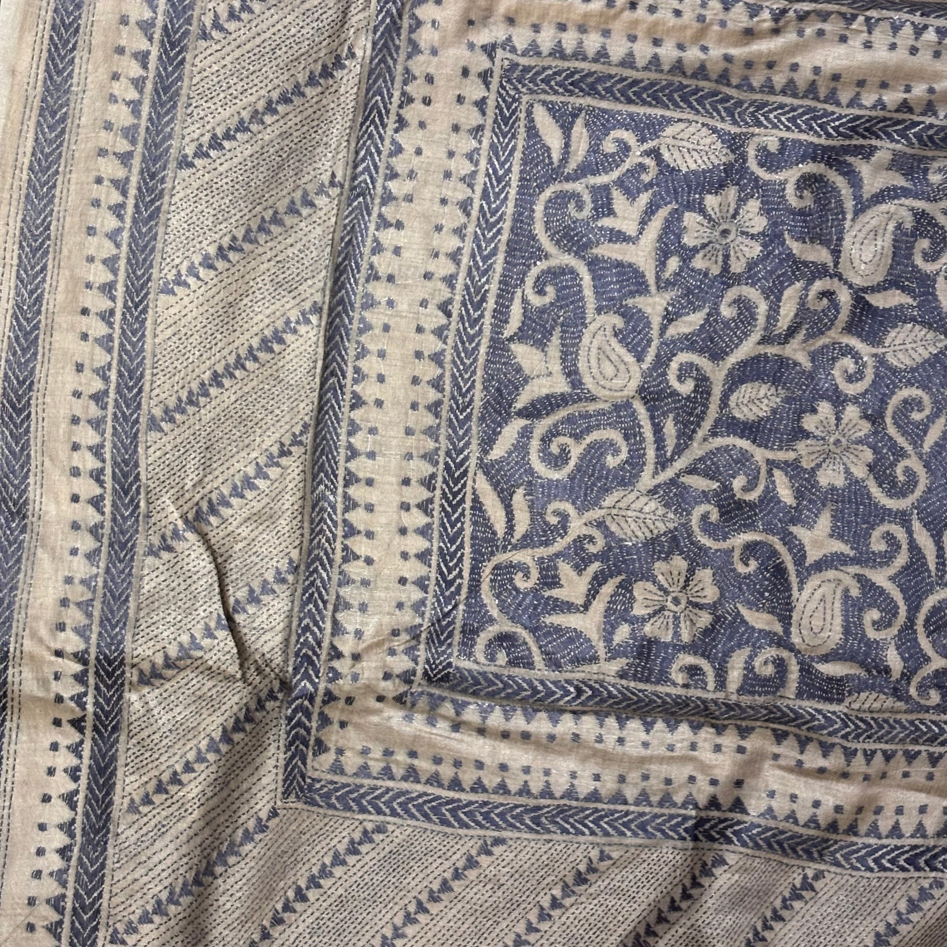 Kantha Embroidered on Handwoven Tussar