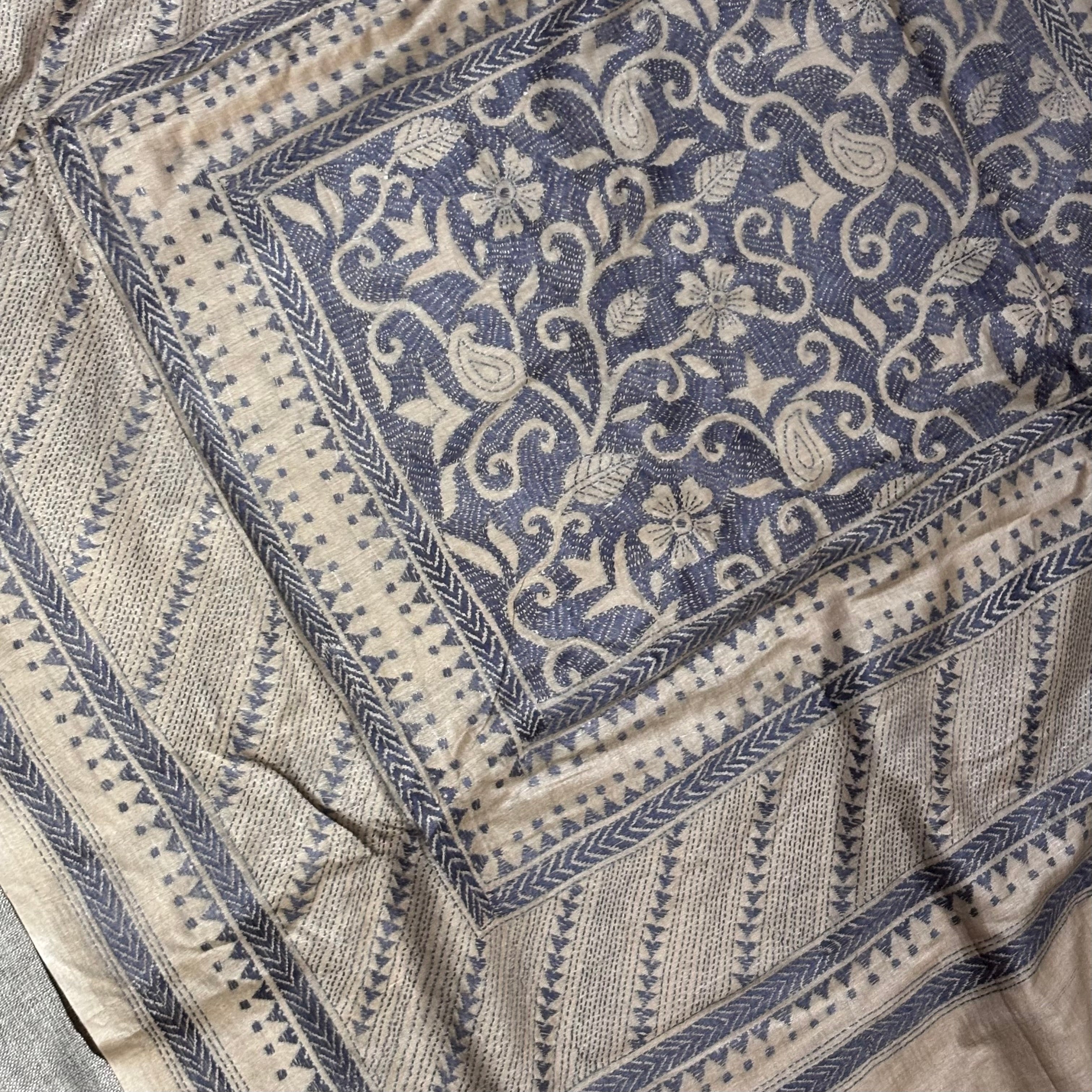 Kantha Embroidered on Handwoven Tussar