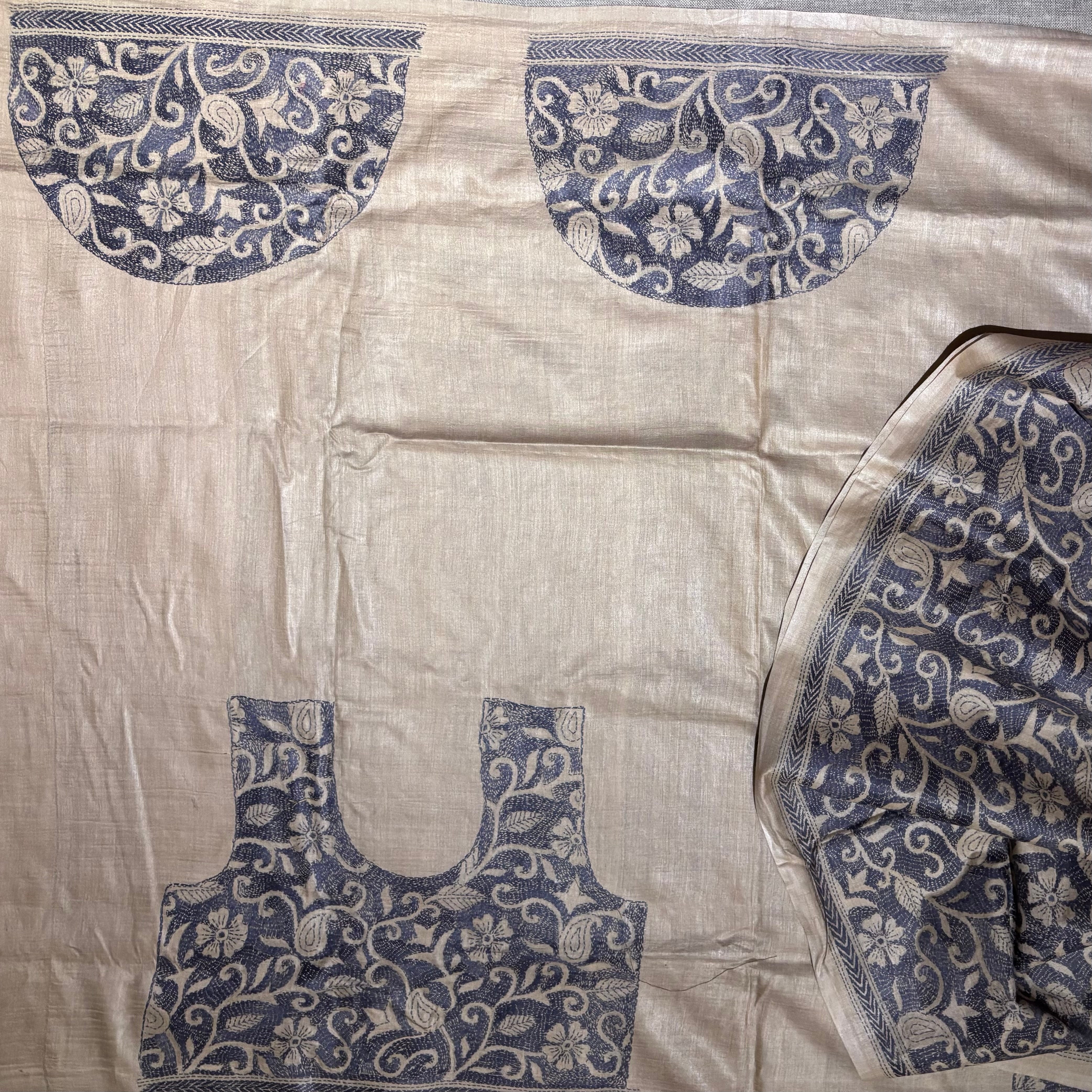 Kantha Embroidered on Handwoven Tussar