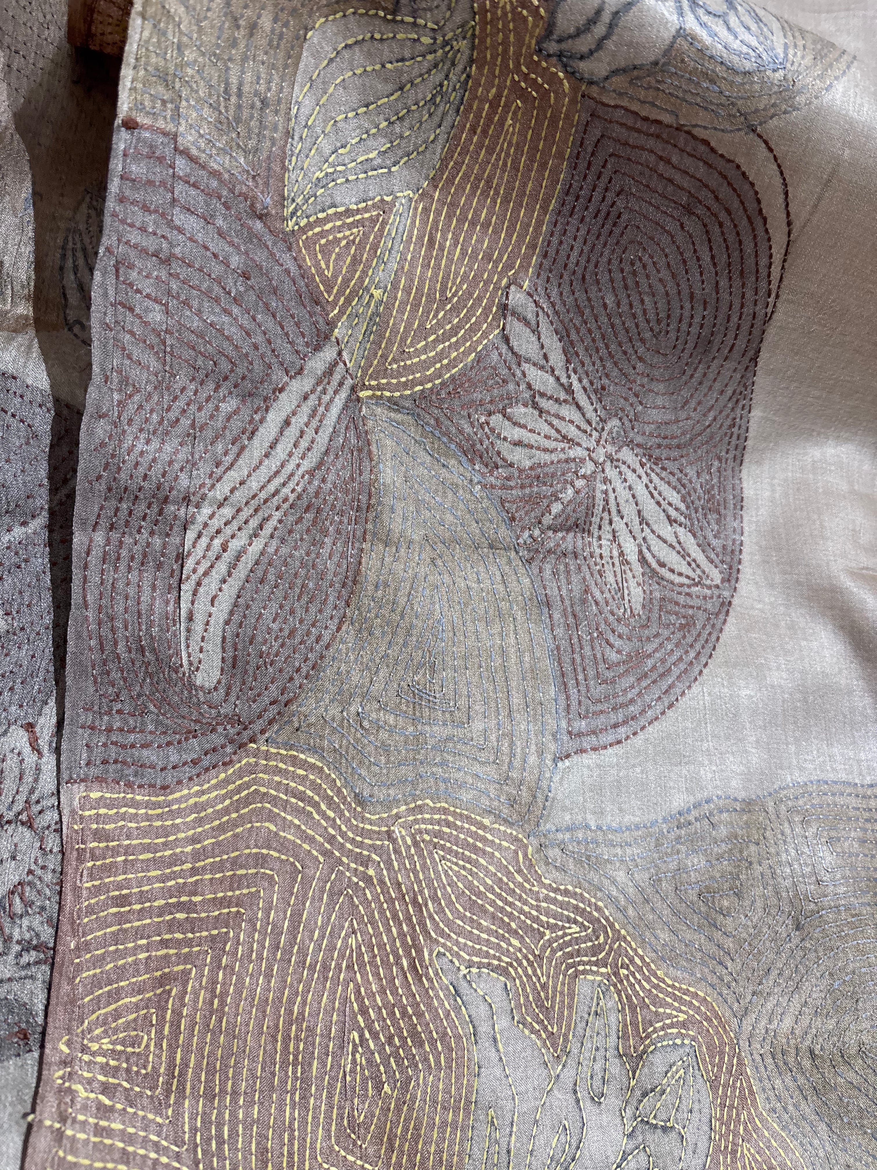 Natural Dyed Handwoven Tussar with Kantha