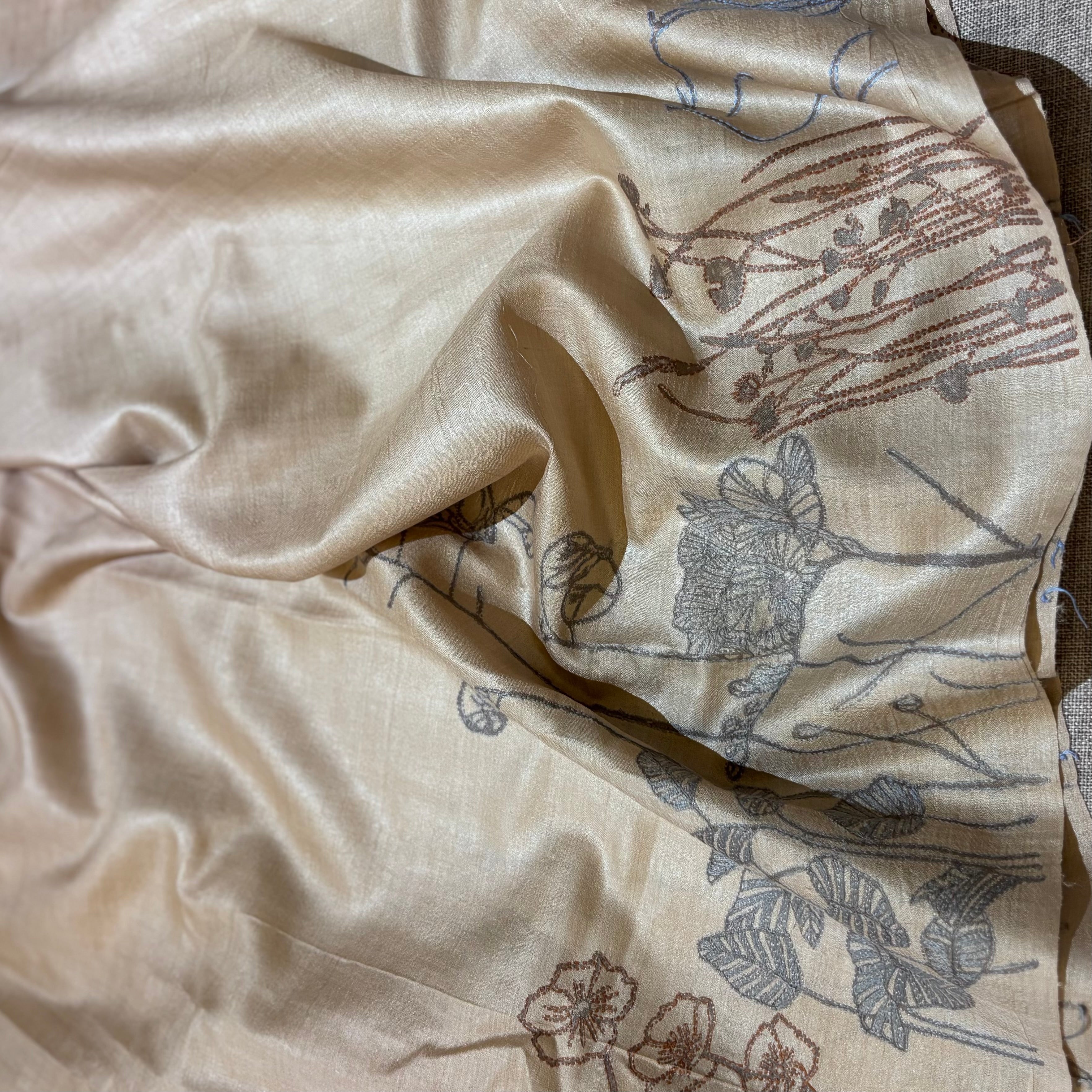 Natural Dyed Handwoven Tussar with Kantha