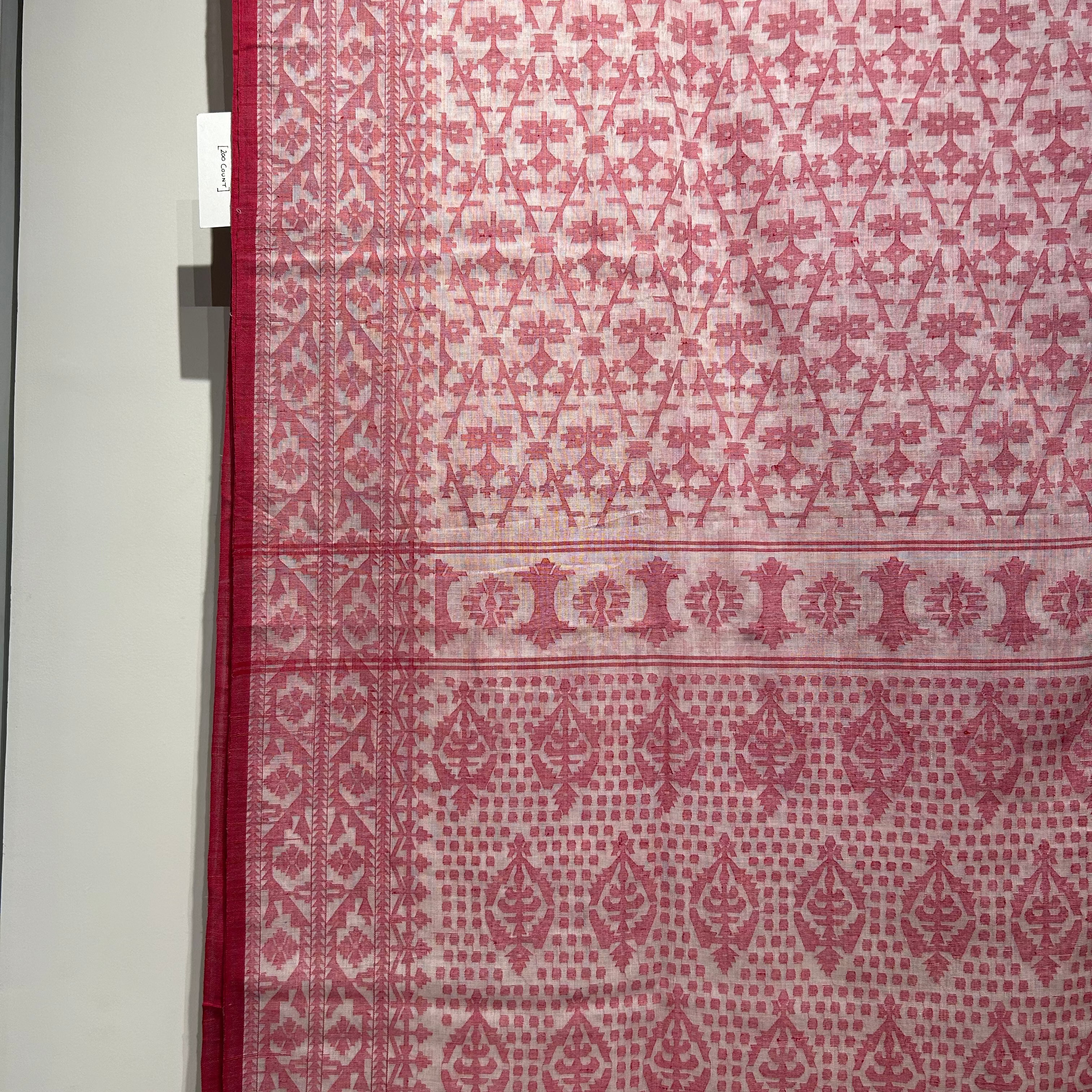White Dhakai Jamdani with Red