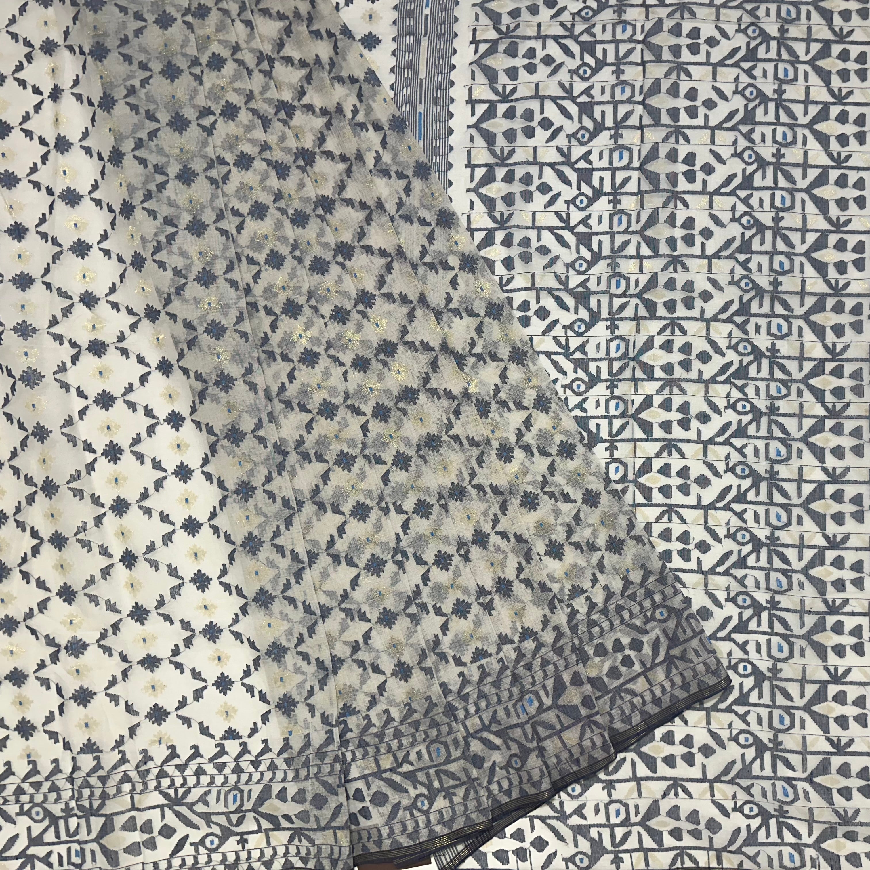 White and Grey Dhakai Jamdani