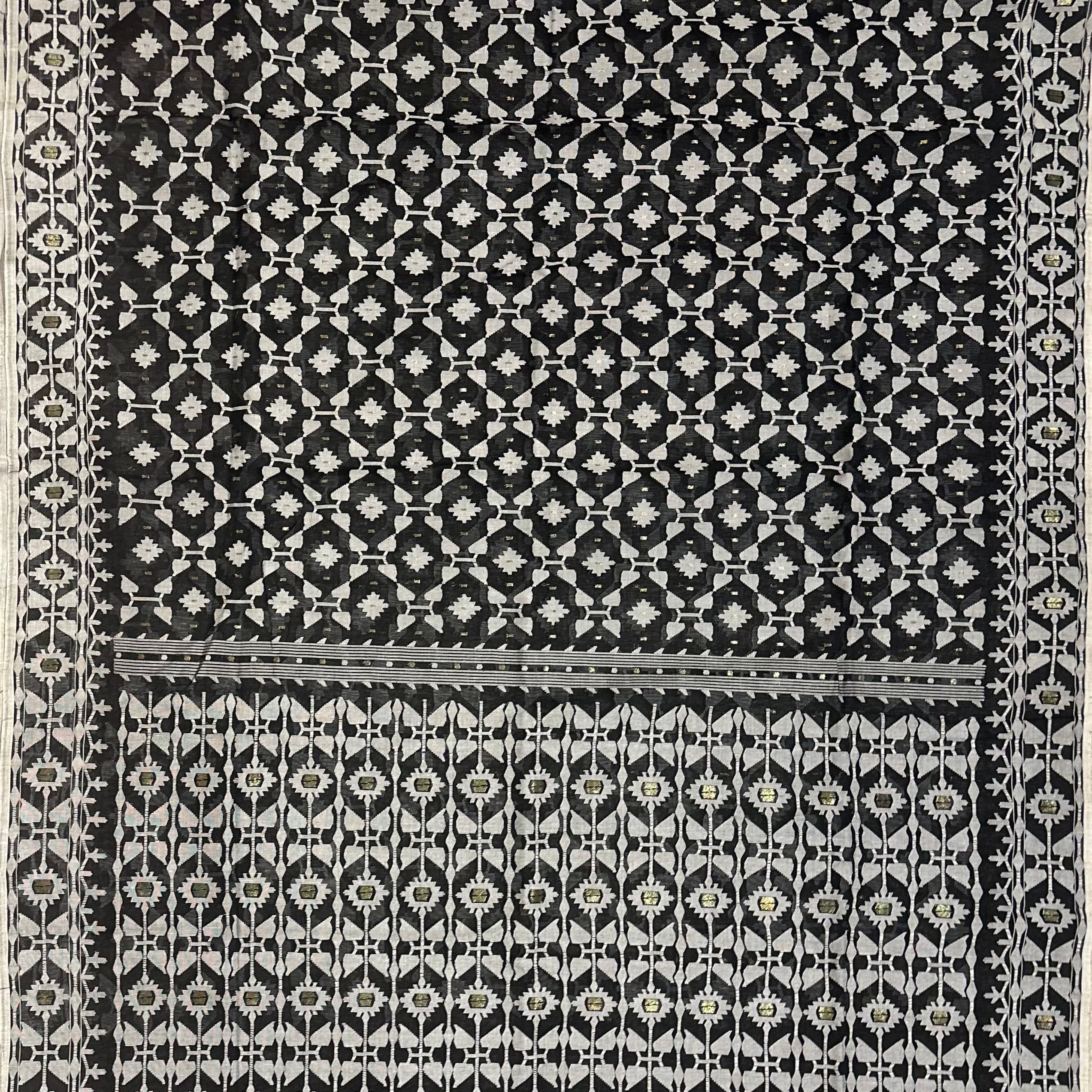 Black and White Dhakai Jamdani