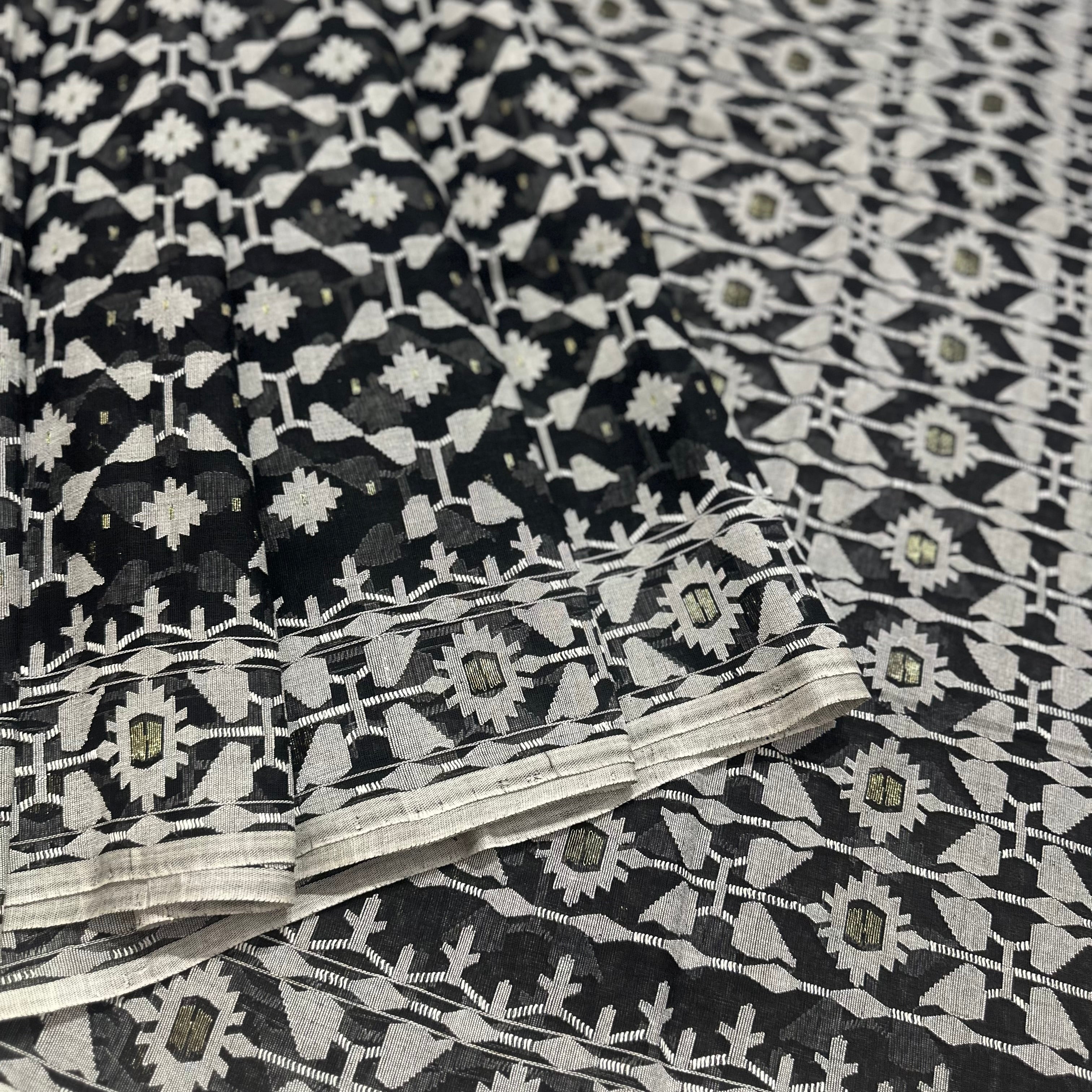 Black and White Dhakai Jamdani
