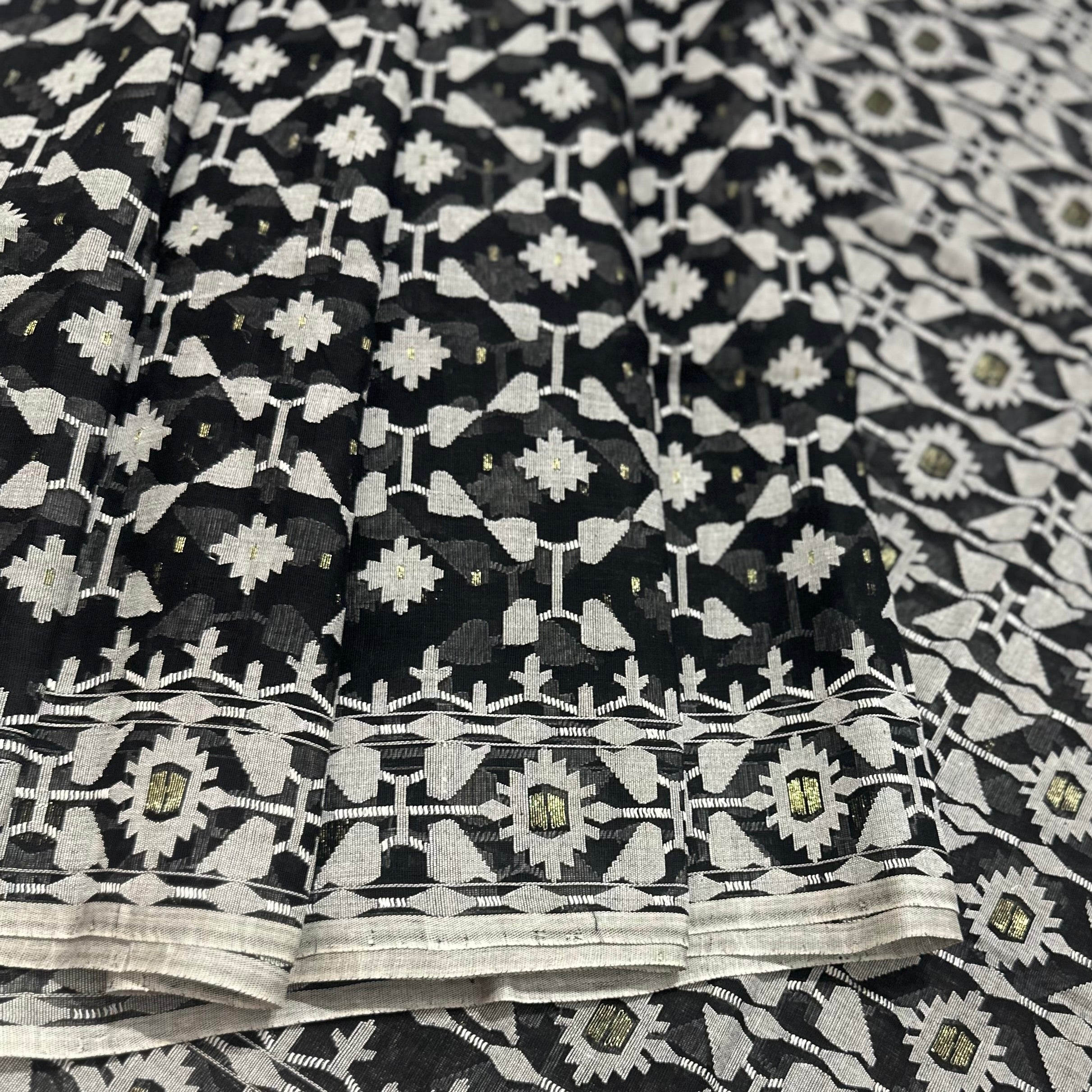 Black and White Dhakai Jamdani