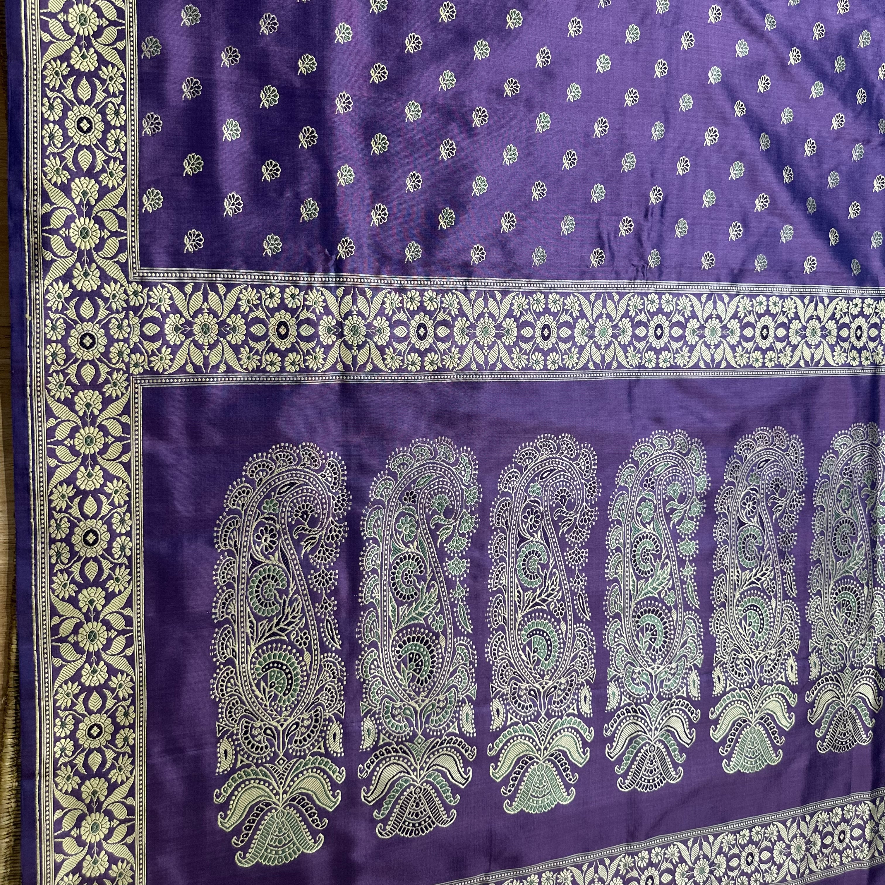 Purple Baluchari Saree with Paisleys in the Palla