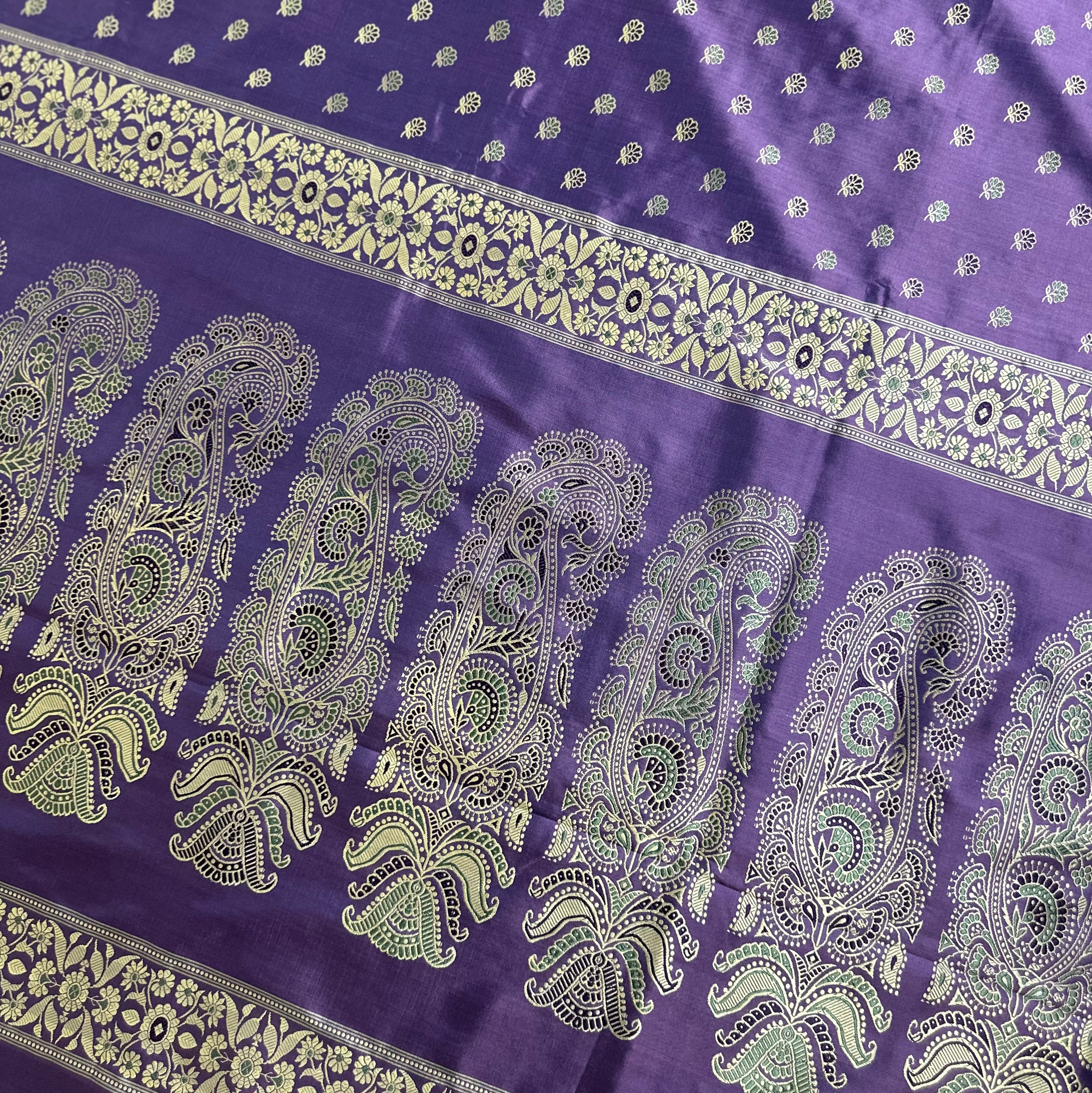 Purple Baluchari Saree with Paisleys in the Palla