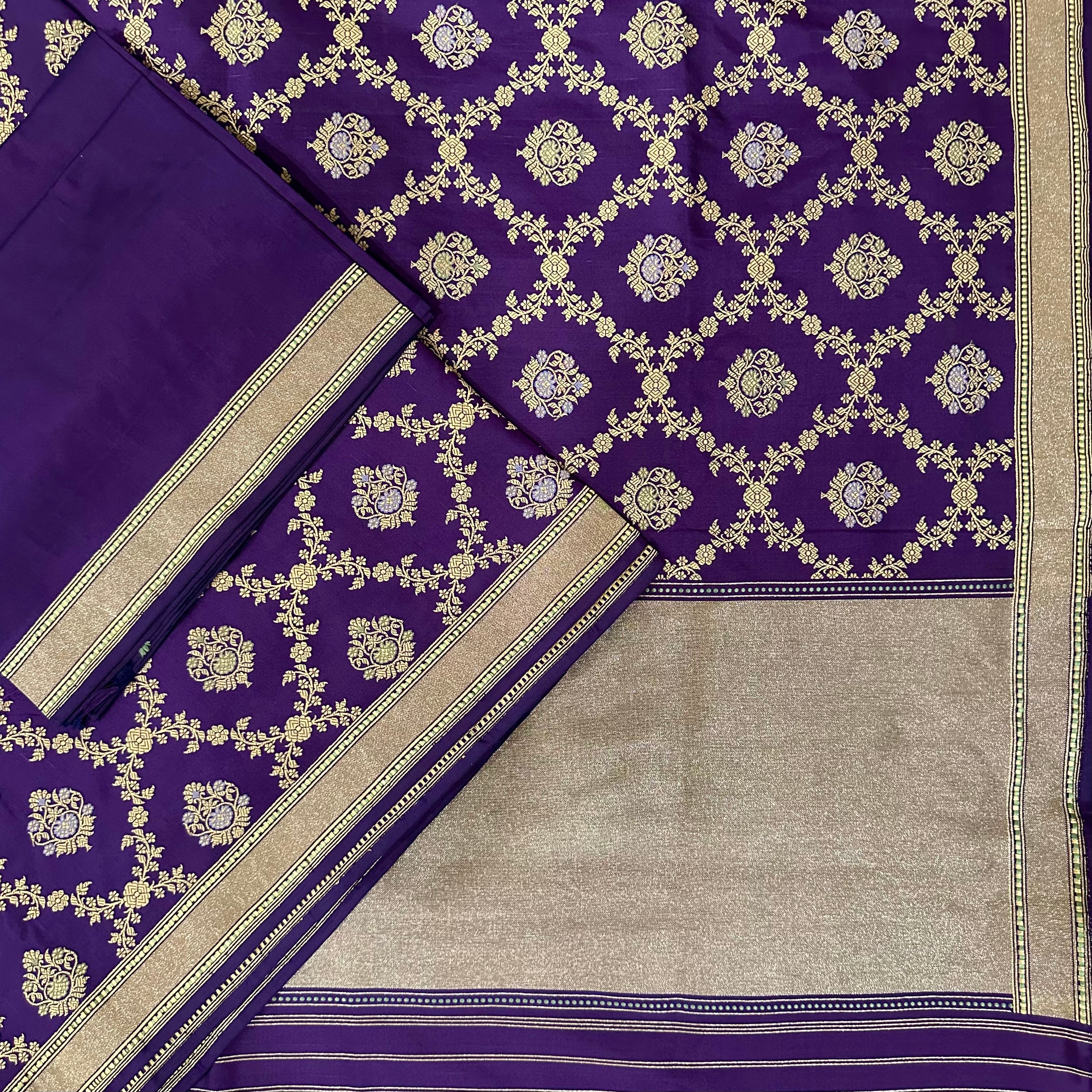 Purple shot colour Khadwa Jaal Benarasi