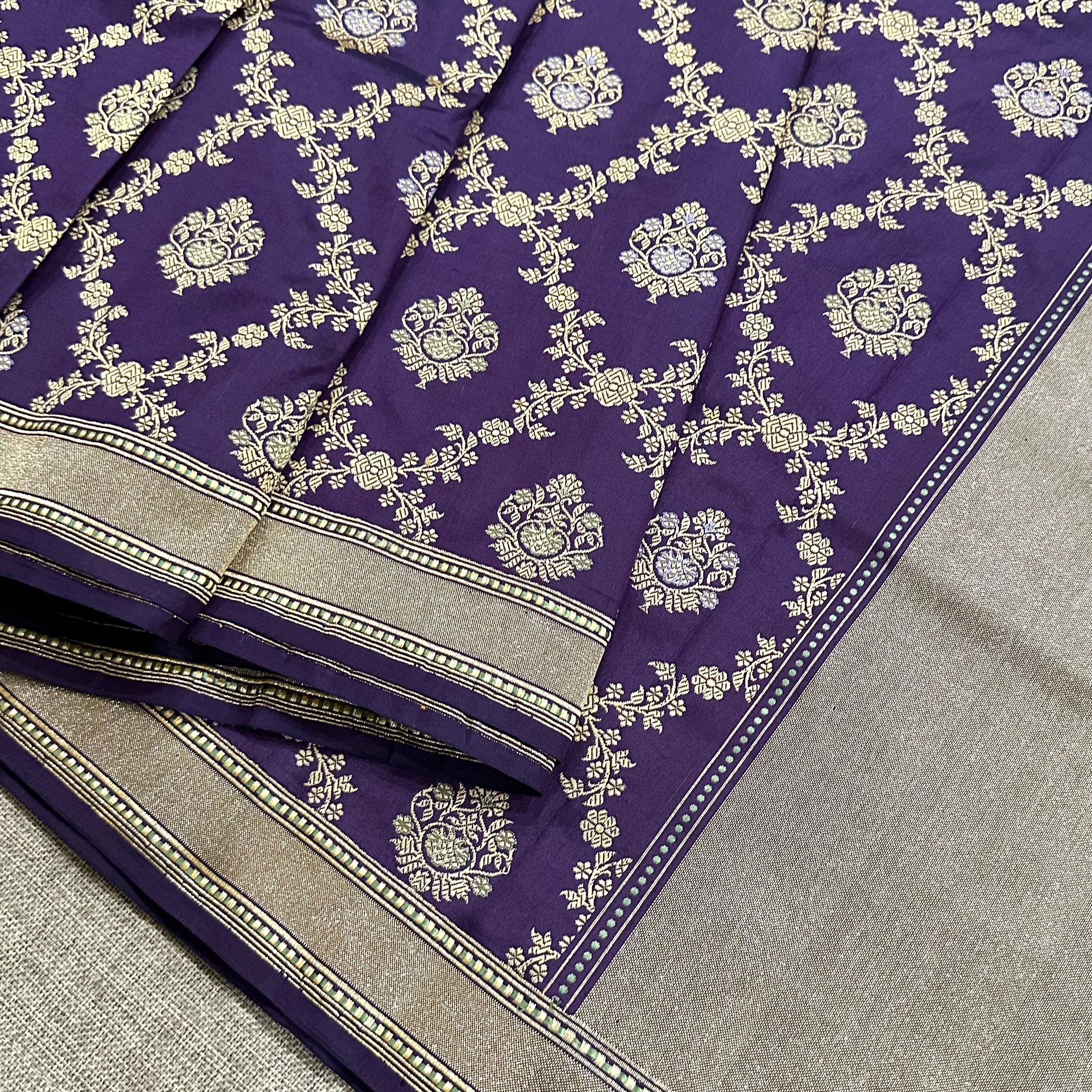 Purple shot colour Khadwa Jaal Benarasi